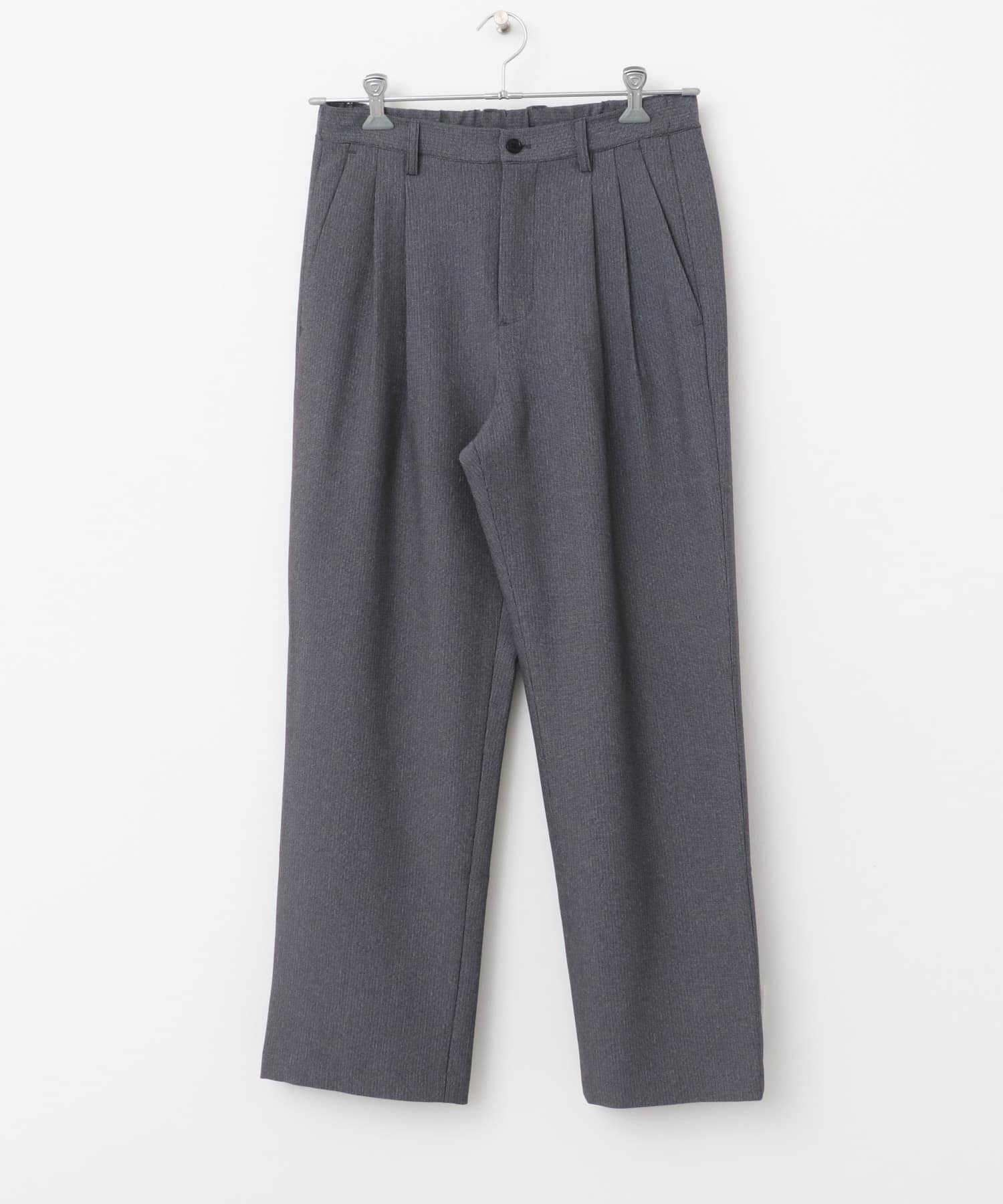 マイクロチェック2タックワイドスラックス BLACK M