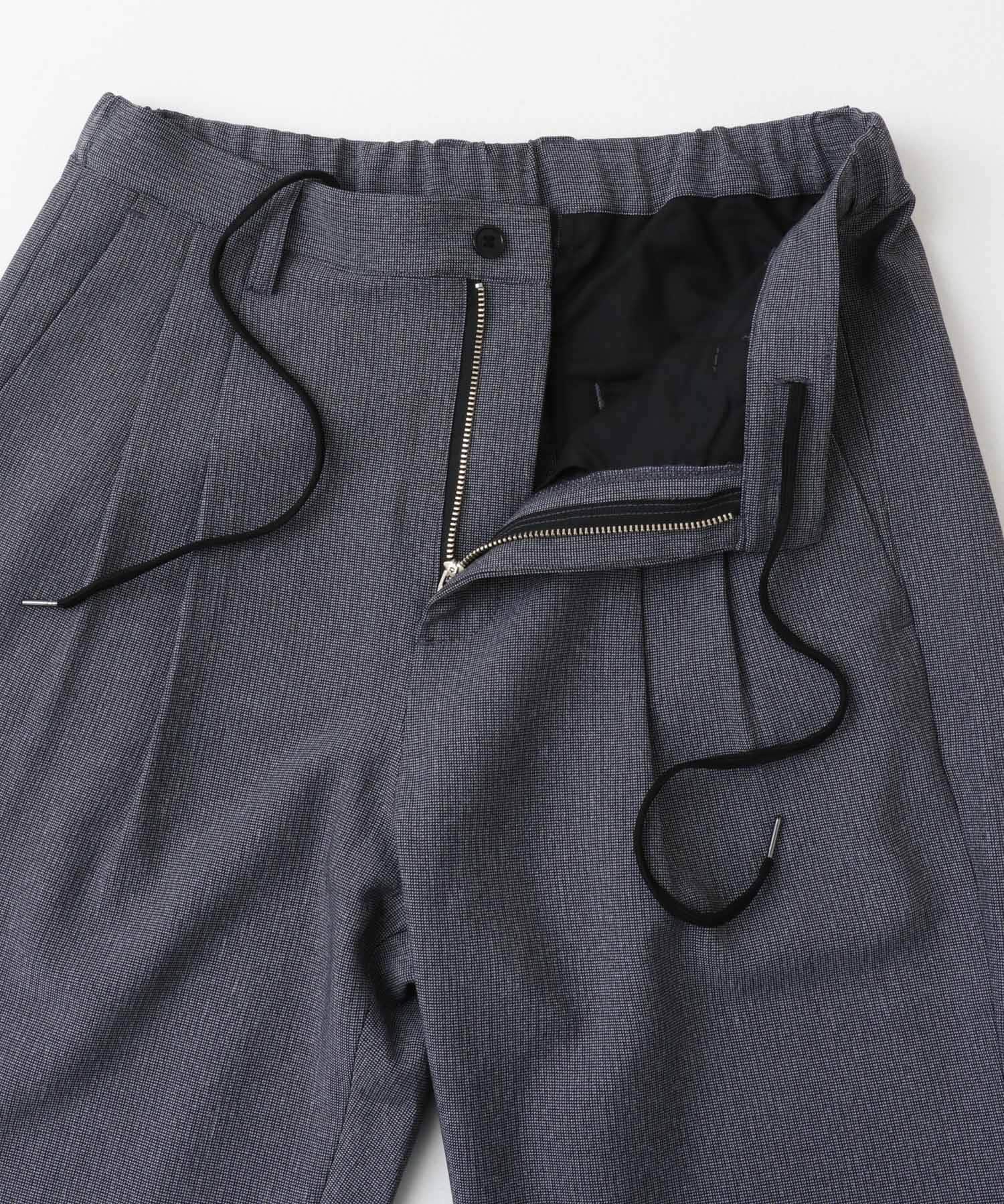 マイクロチェック2タックワイドスラックス BLACK M