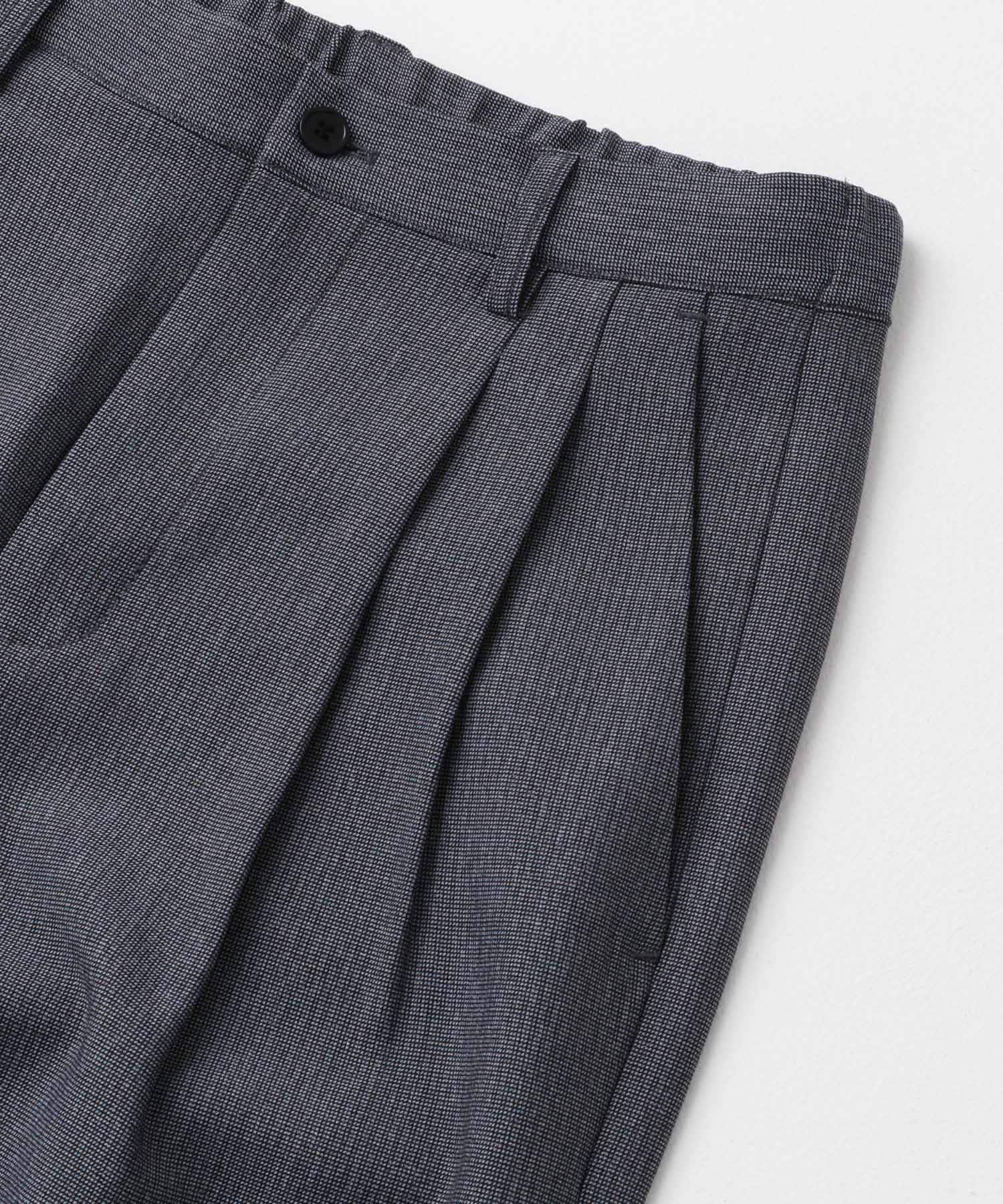 マイクロチェック2タックワイドスラックス BLACK M