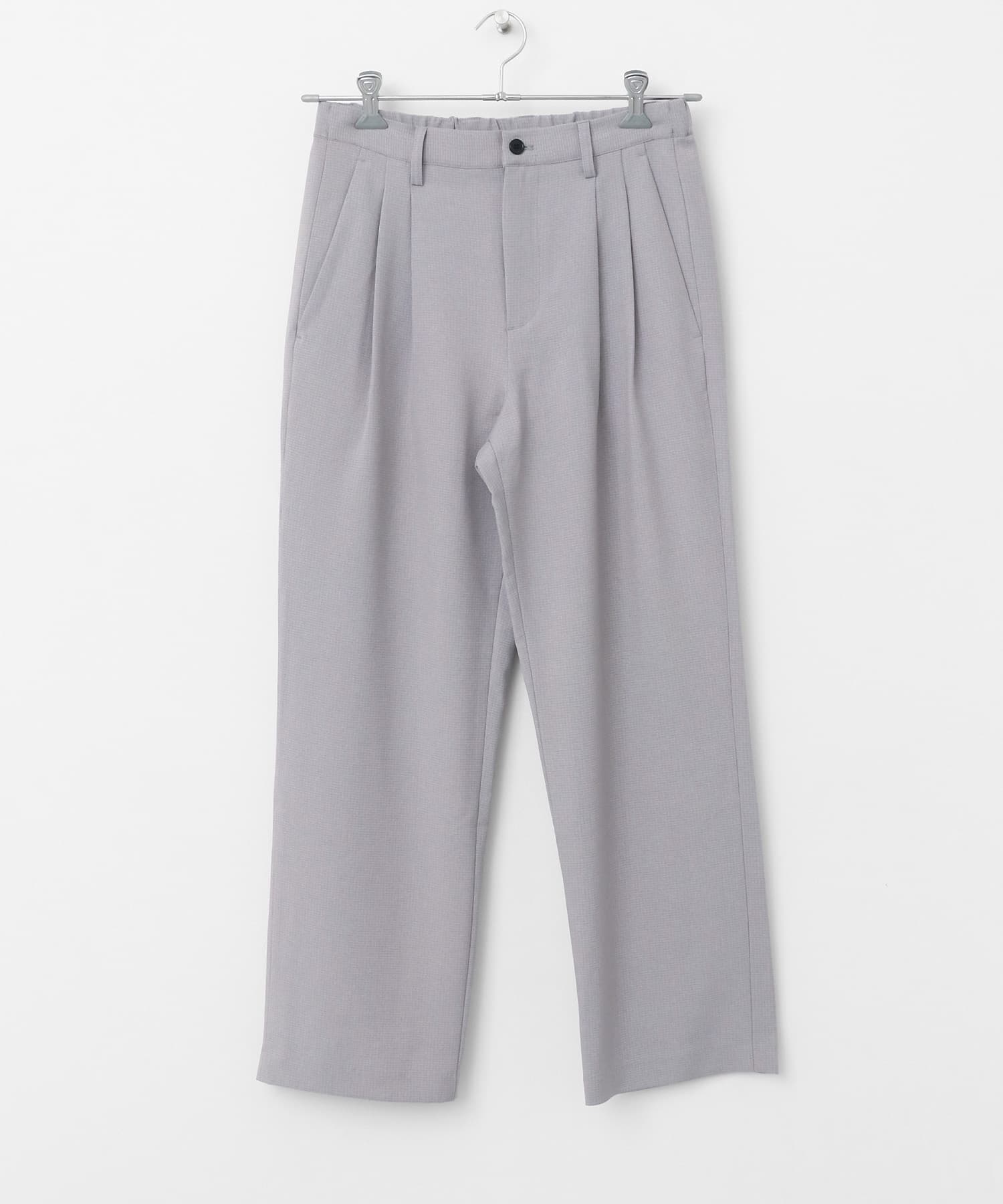 マイクロチェック2タックワイドスラックス L.GRAY M