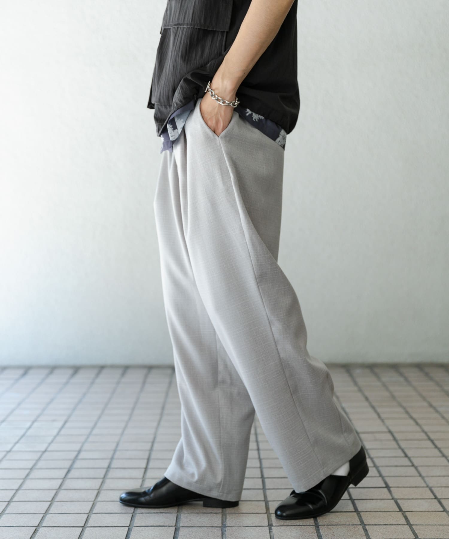 メランジタックワイドパンツ