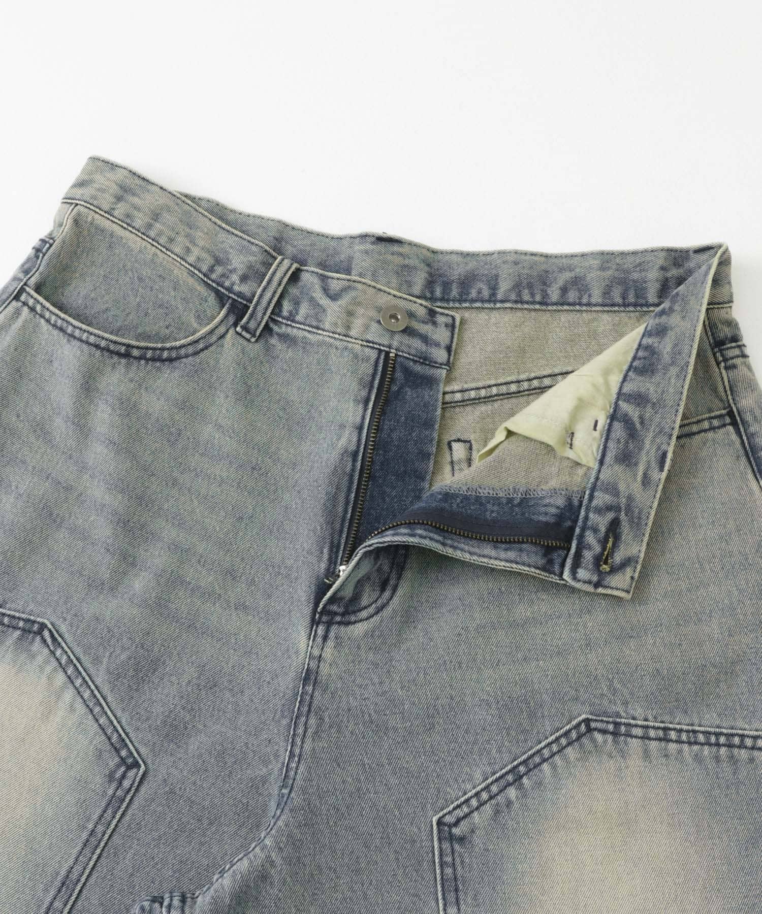 ダブルニーワイドデニムショーツ D.INDIGO M