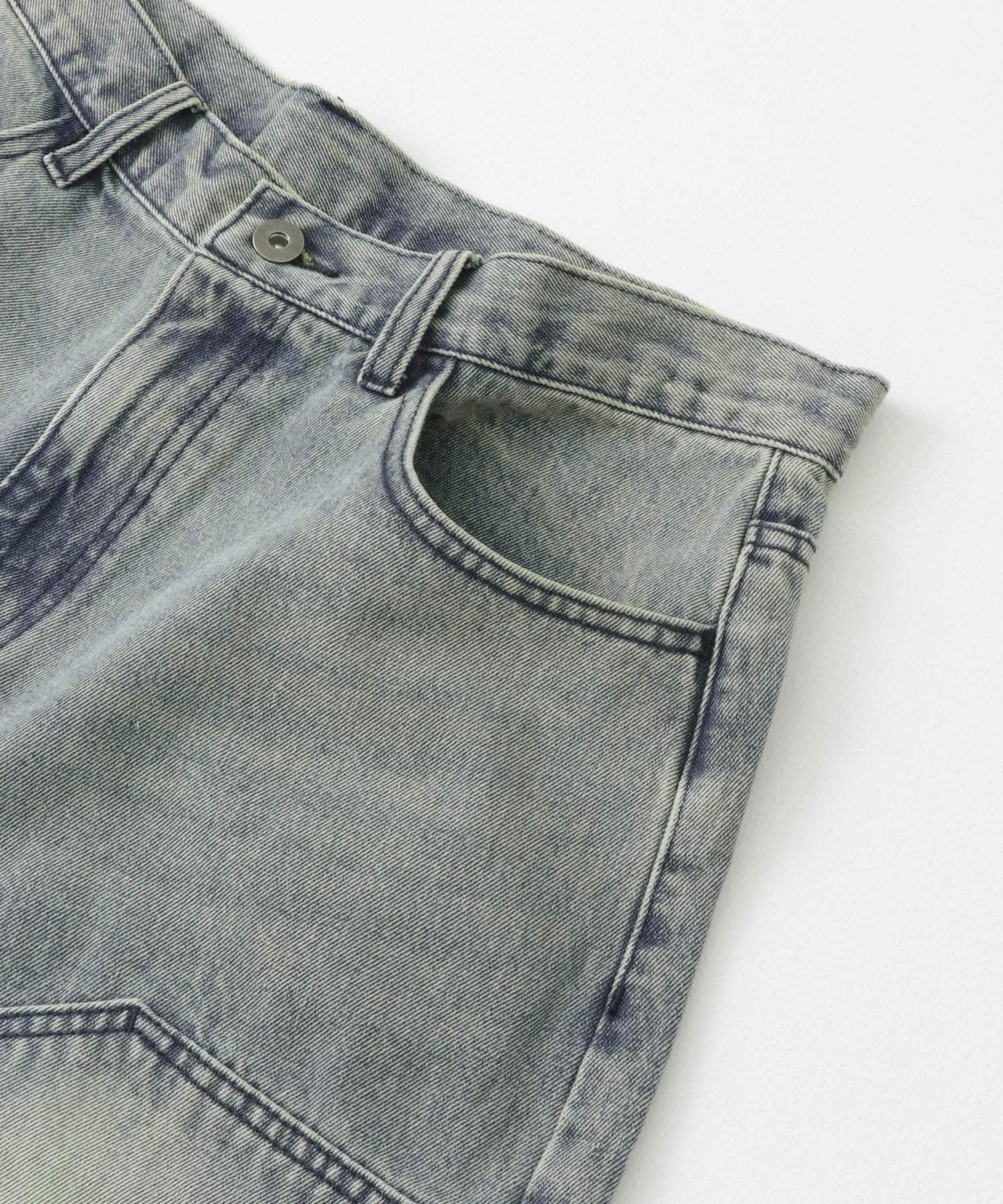 ダブルニーワイドデニムショーツ D.INDIGO M