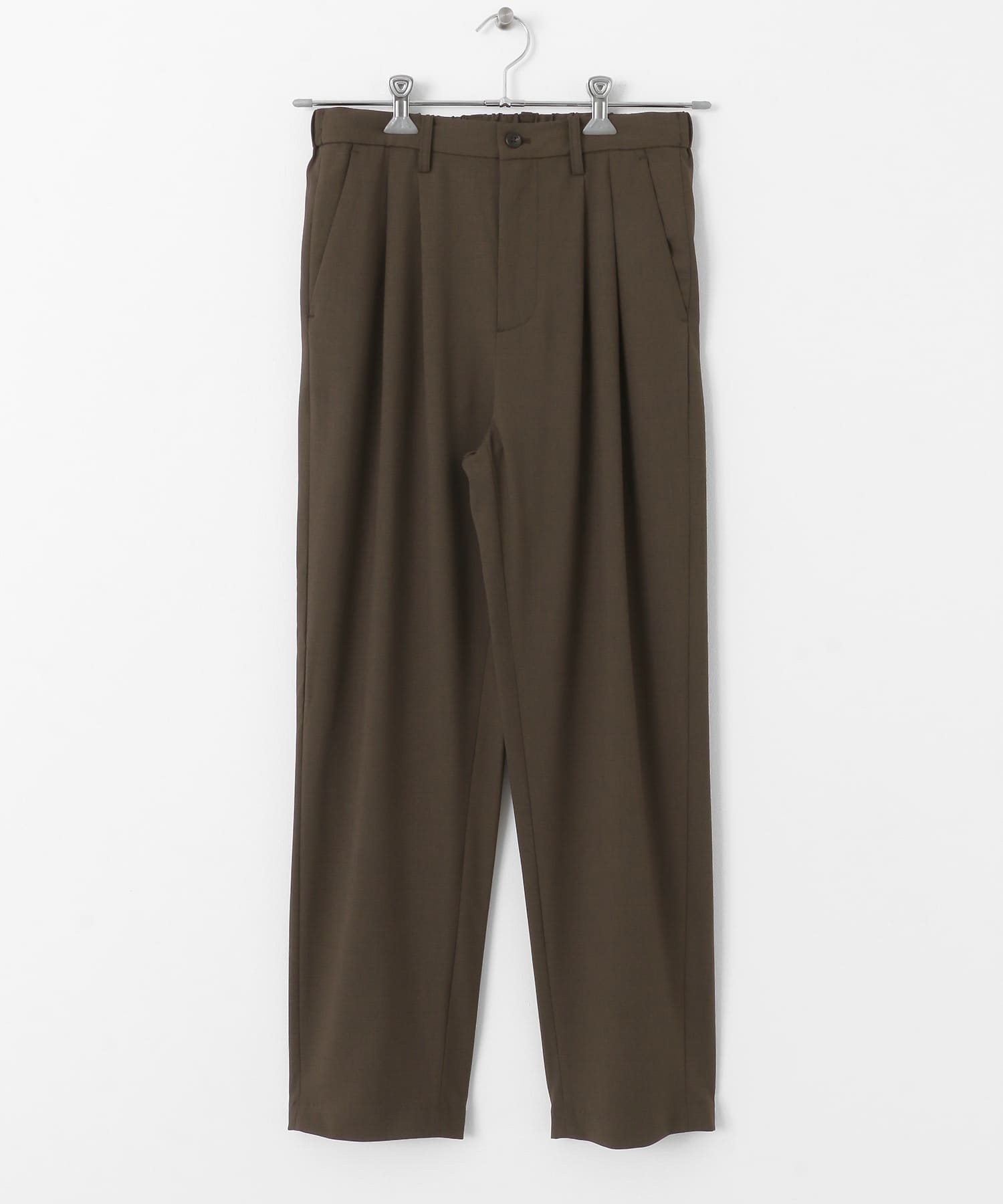 ダブルタックテーパードパンツ BROWN S