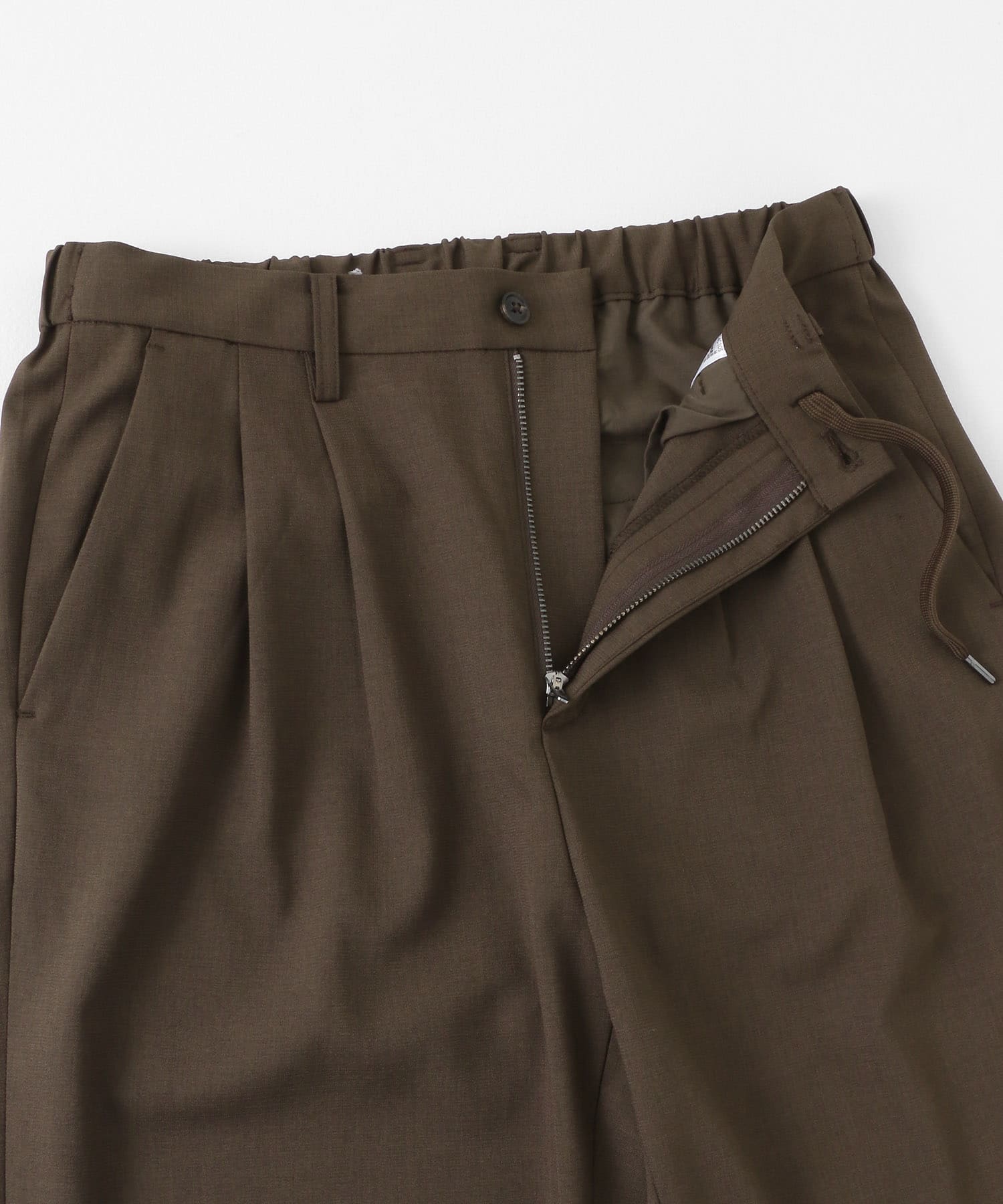 ダブルタックテーパードパンツ BROWN S