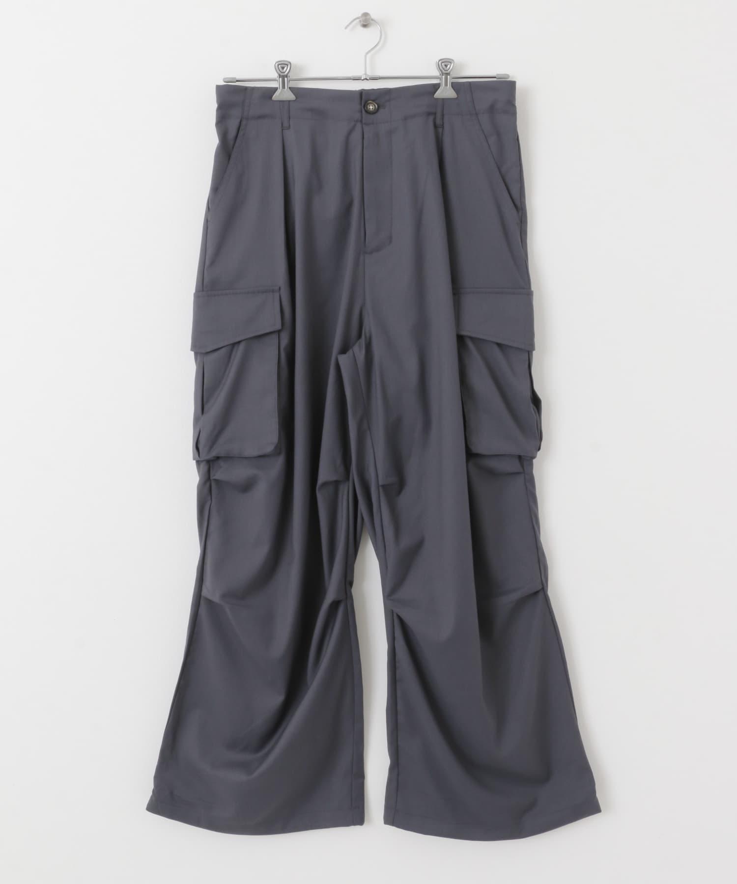 『ユニセックス』ワイドカーゴパンツ CHARCOAL S