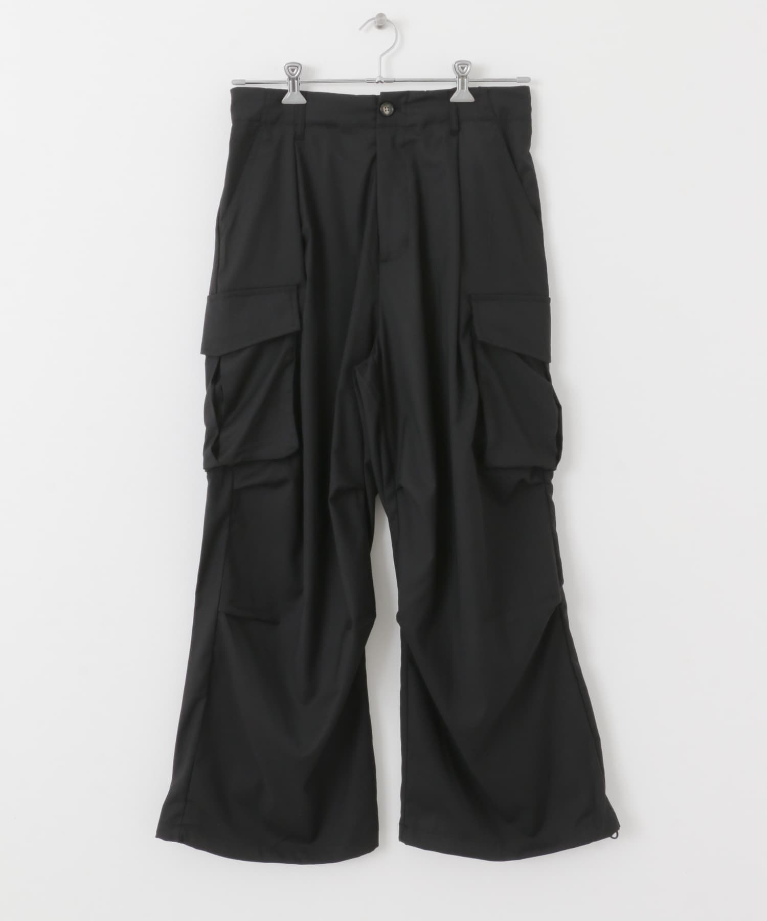 『ユニセックス』ワイドカーゴパンツ BLACK S