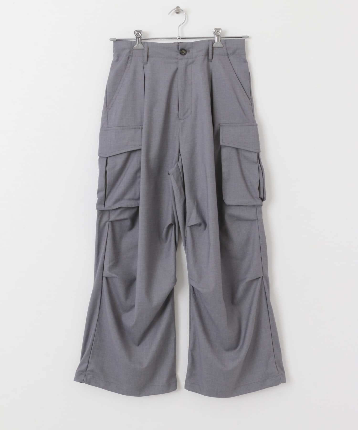 『ユニセックス』ワイドカーゴパンツ GRAY S