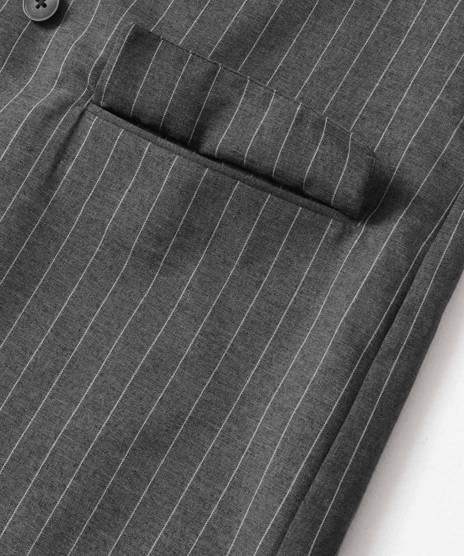 『セットアップ対応』『イージーケア/速乾』リネンライクピンストライプルーズジャケット GRAY M