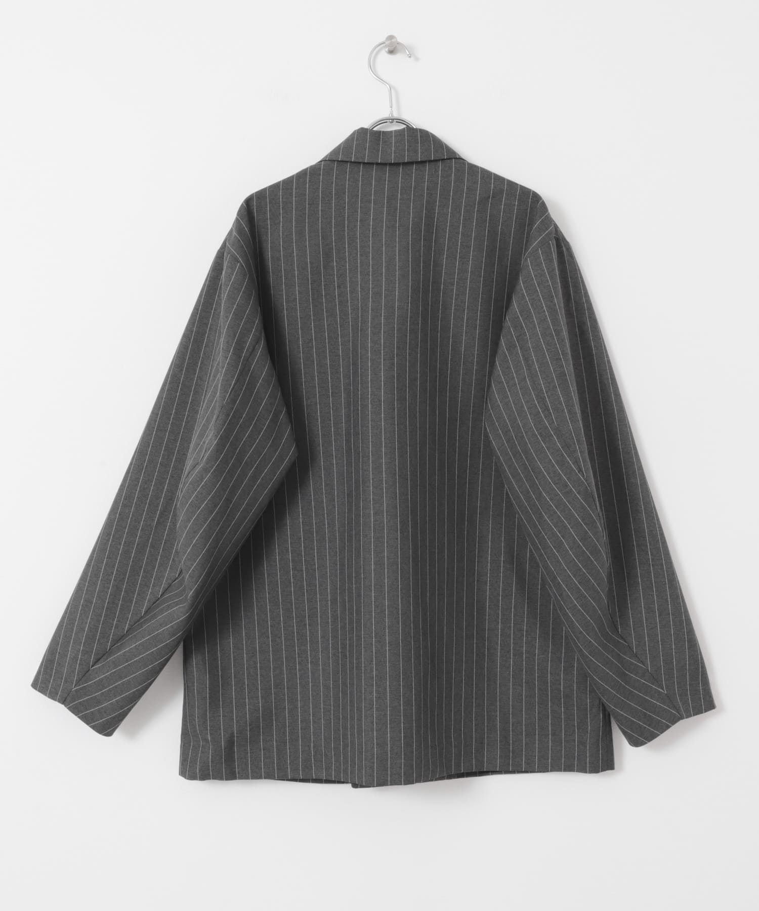 『セットアップ対応』『イージーケア/速乾』リネンライクピンストライプルーズジャケット GRAY M