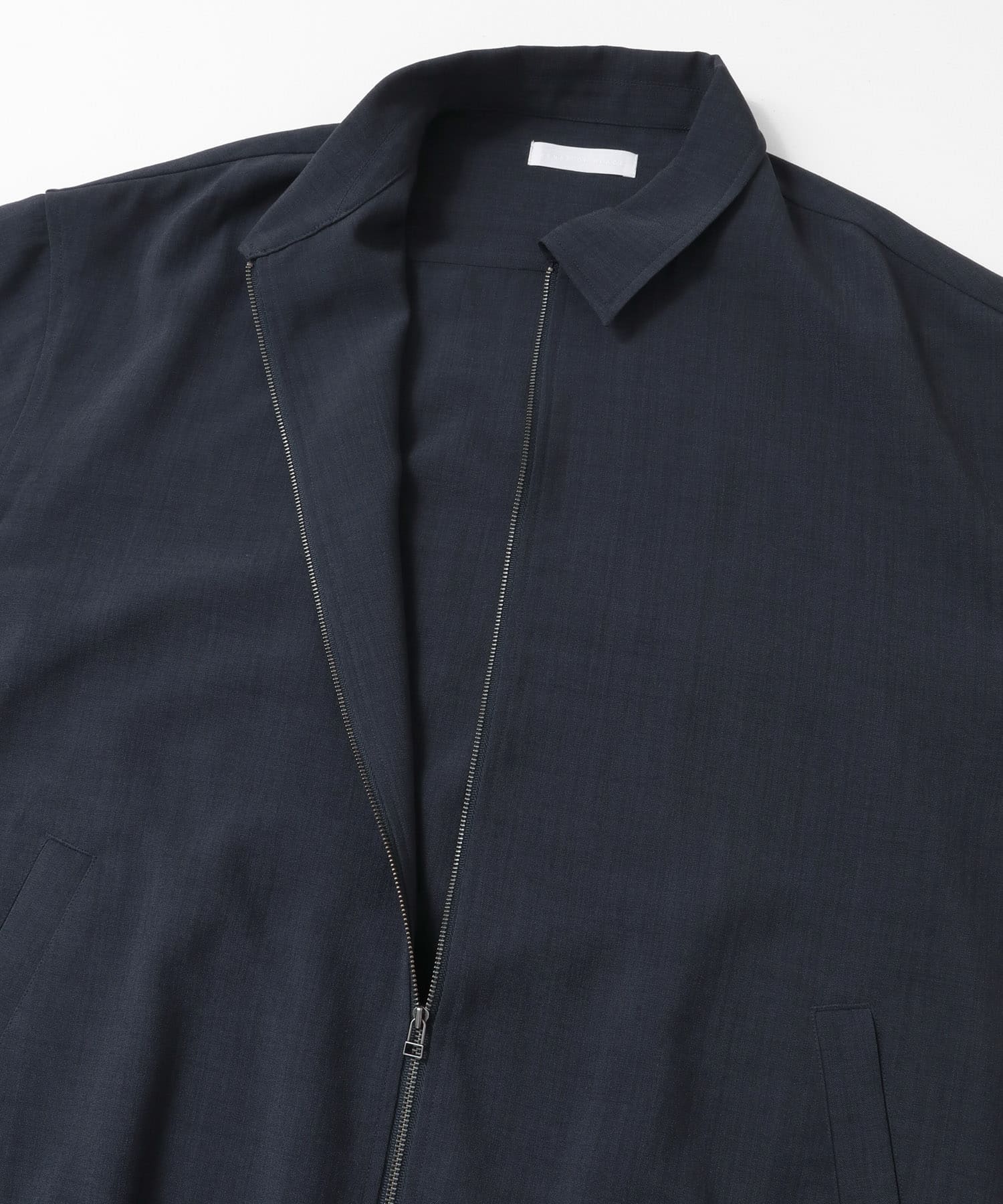 『UR TECH DRYLUXE』リネンライクジップブルゾン NAVY M