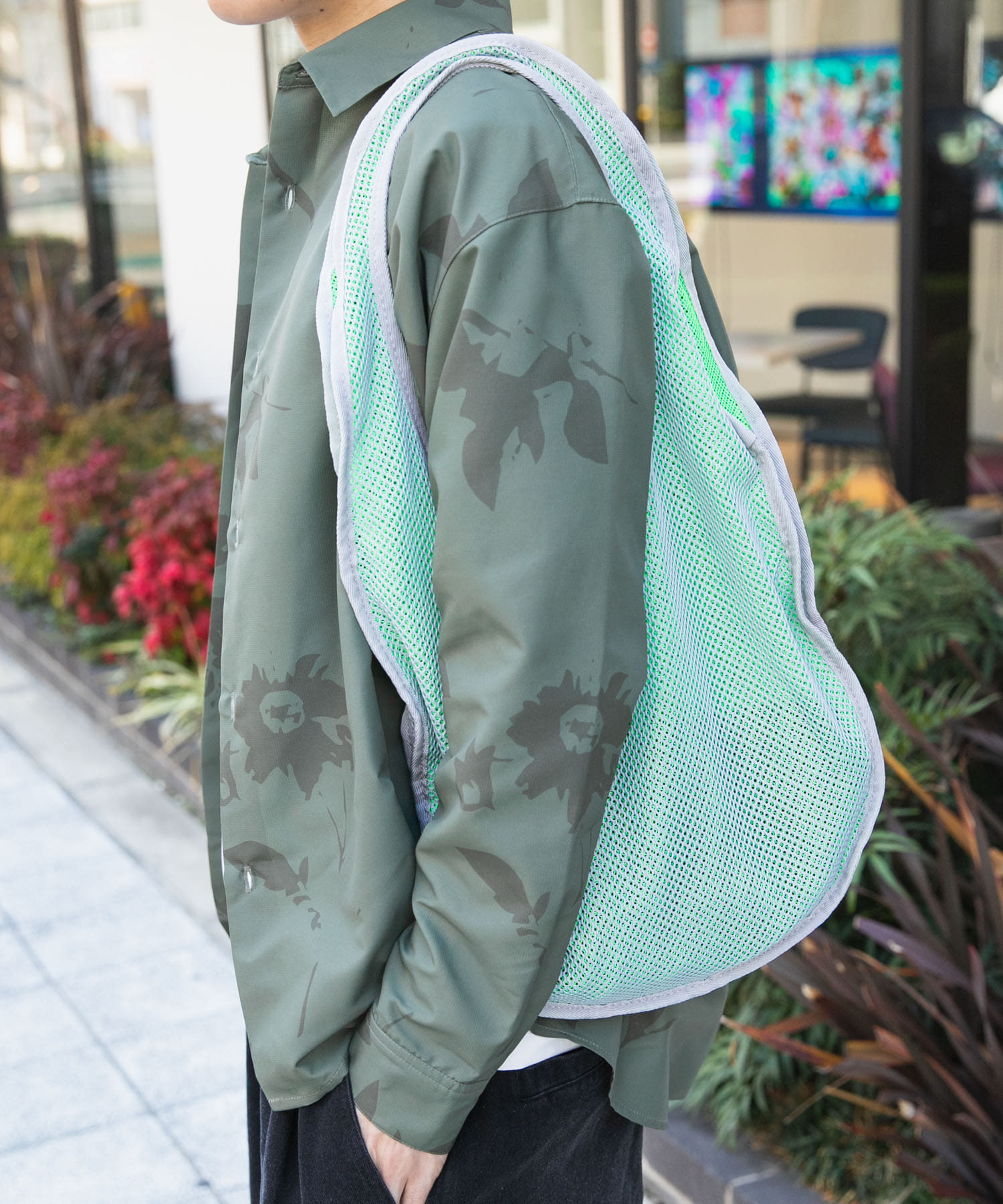 メッシュラウンドトートバッグ GRAY one