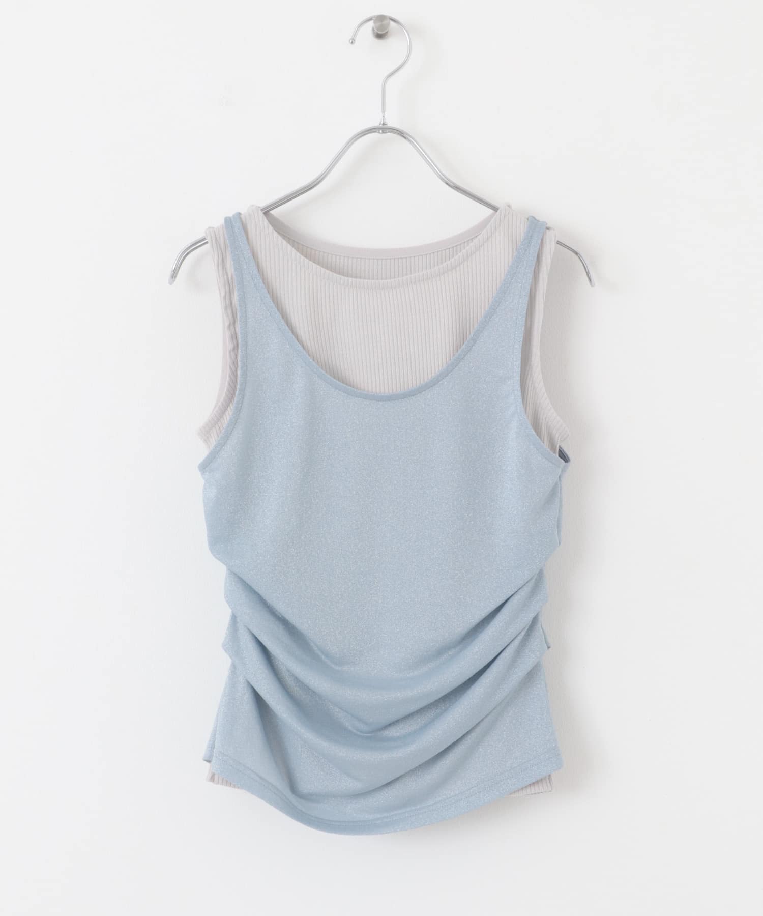 シアーレイヤードタンクトップ L.BLU×GRY one