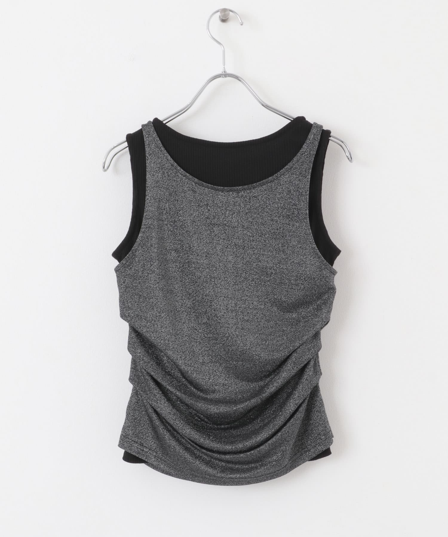シアーレイヤードタンクトップ BLK×BLK one