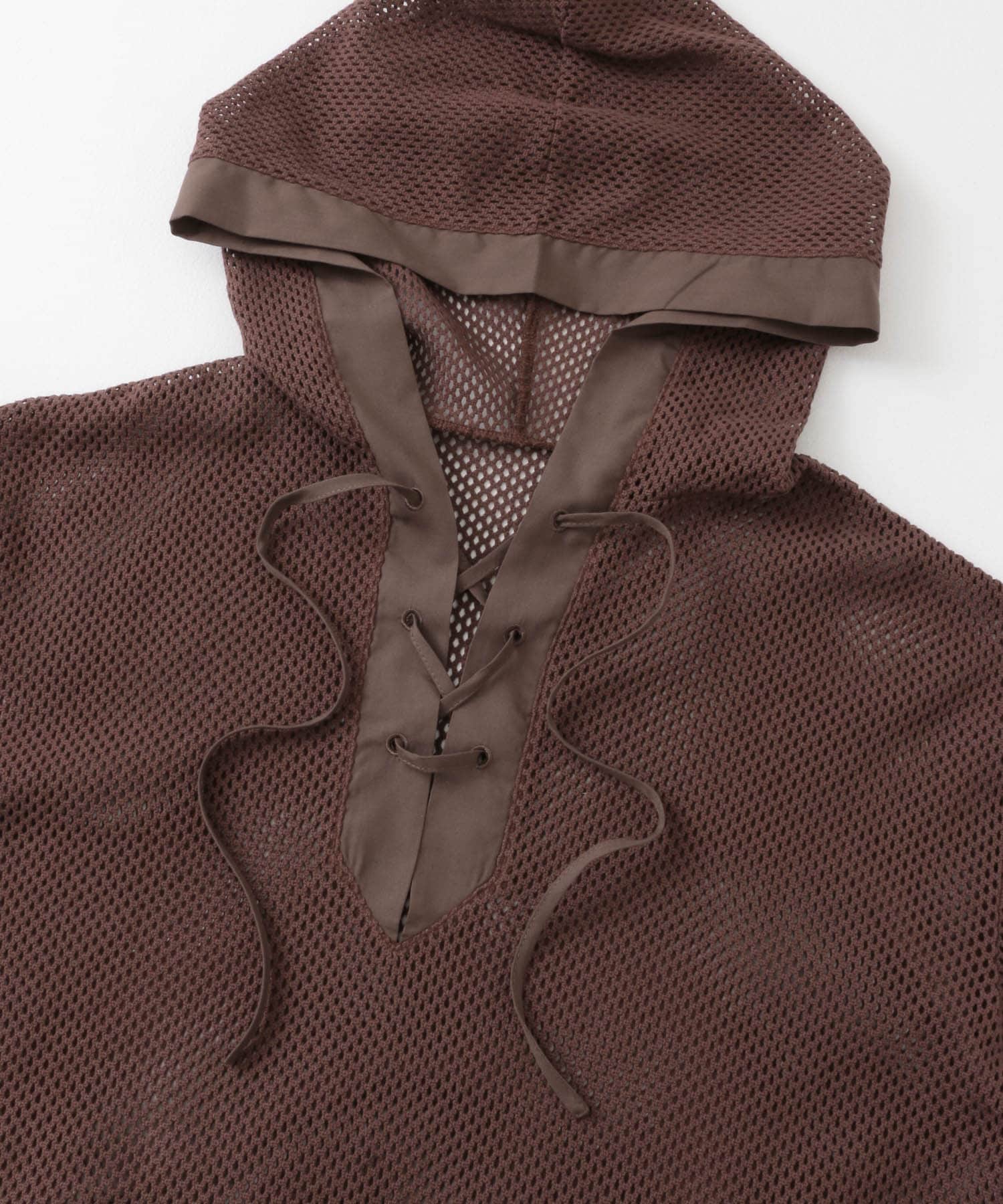 フーデットメッシュトップ BROWN one
