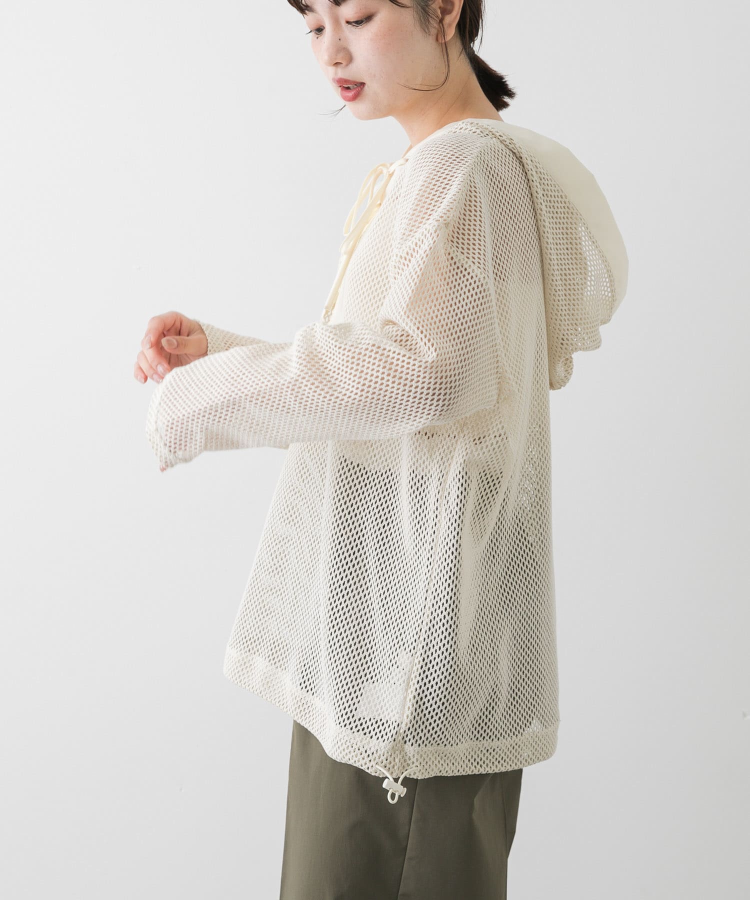 フーデットメッシュトップ