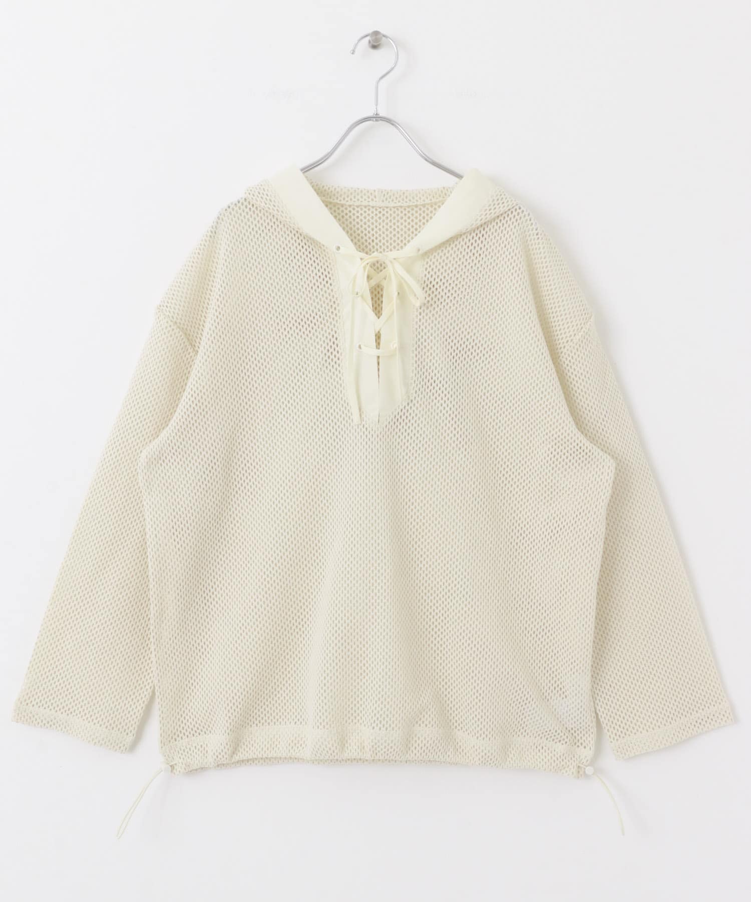 フーデットメッシュトップ IVORY one