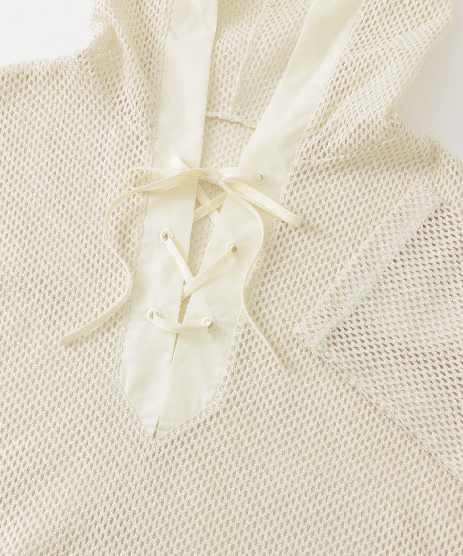 フーデットメッシュトップ IVORY one