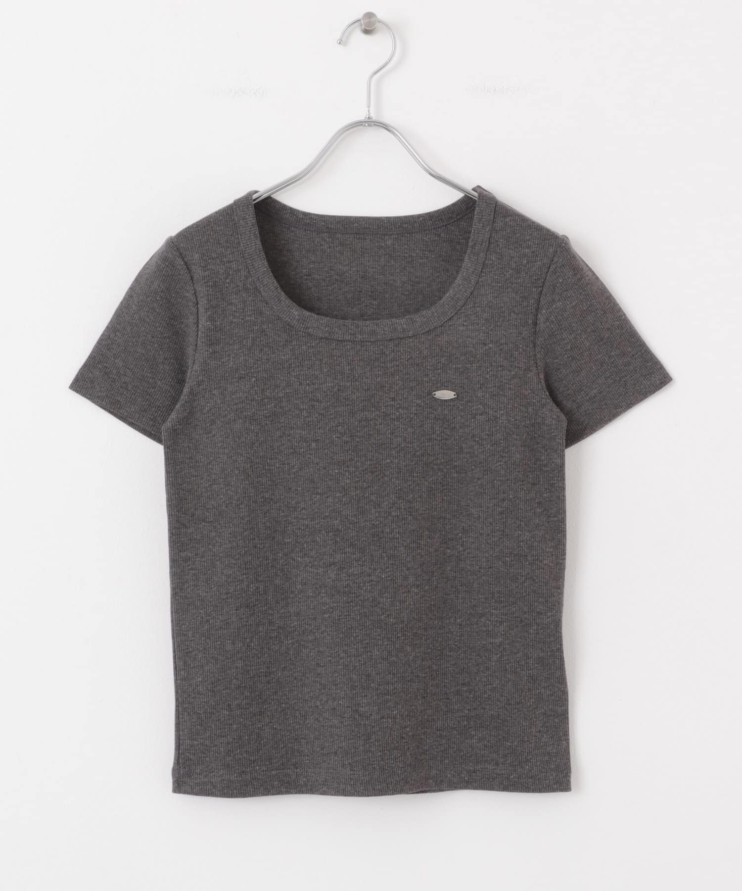 『一部WEB限定カラー』ラウンドネックリブTシャツ(半袖) CHARCOAL one