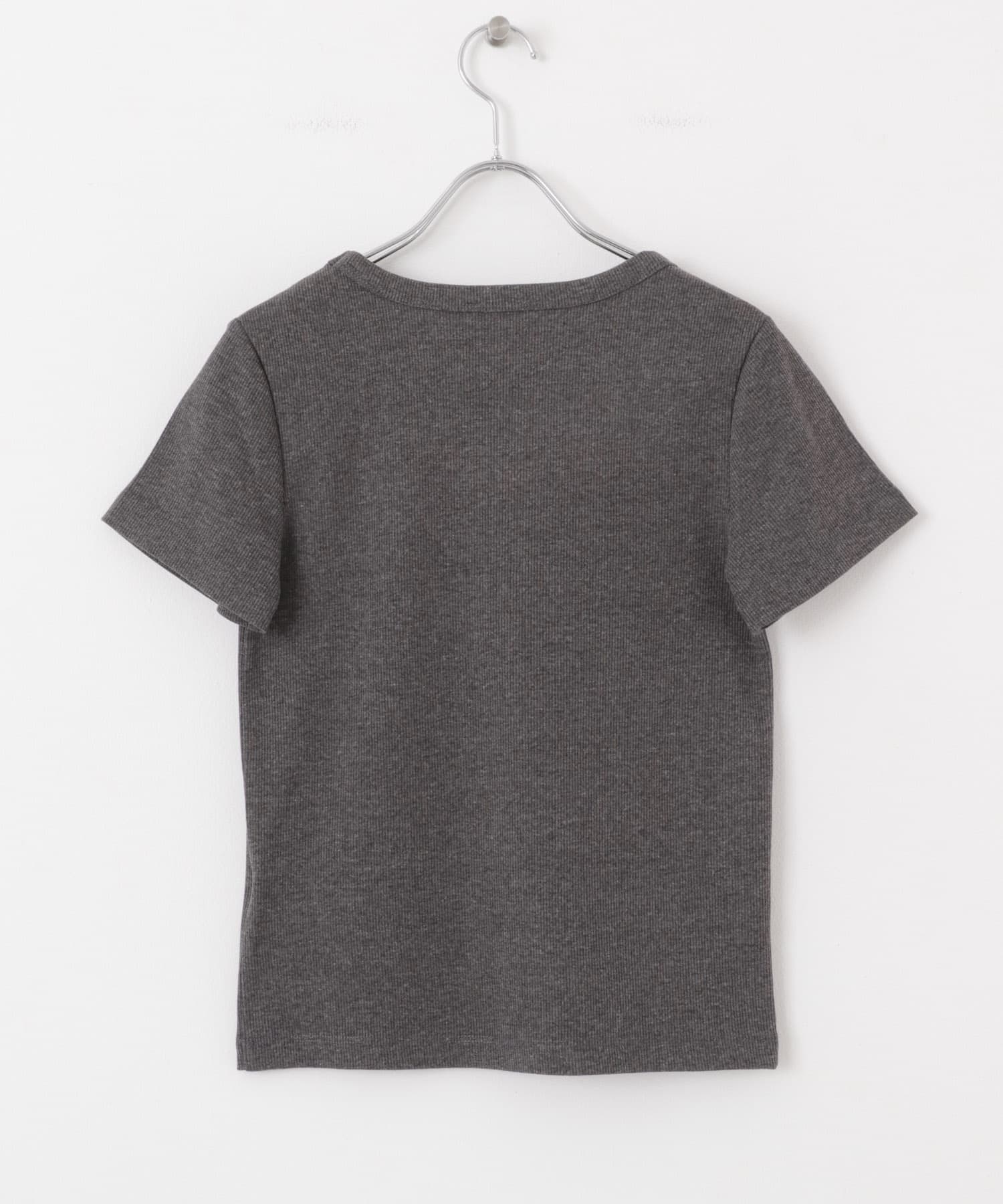 『一部WEB限定カラー』ラウンドネックリブTシャツ(半袖) CHARCOAL one
