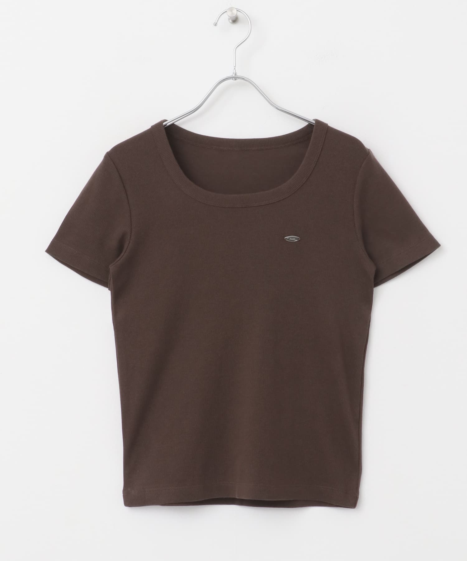 『一部WEB限定カラー』ラウンドネックリブTシャツ(半袖) BROWN one