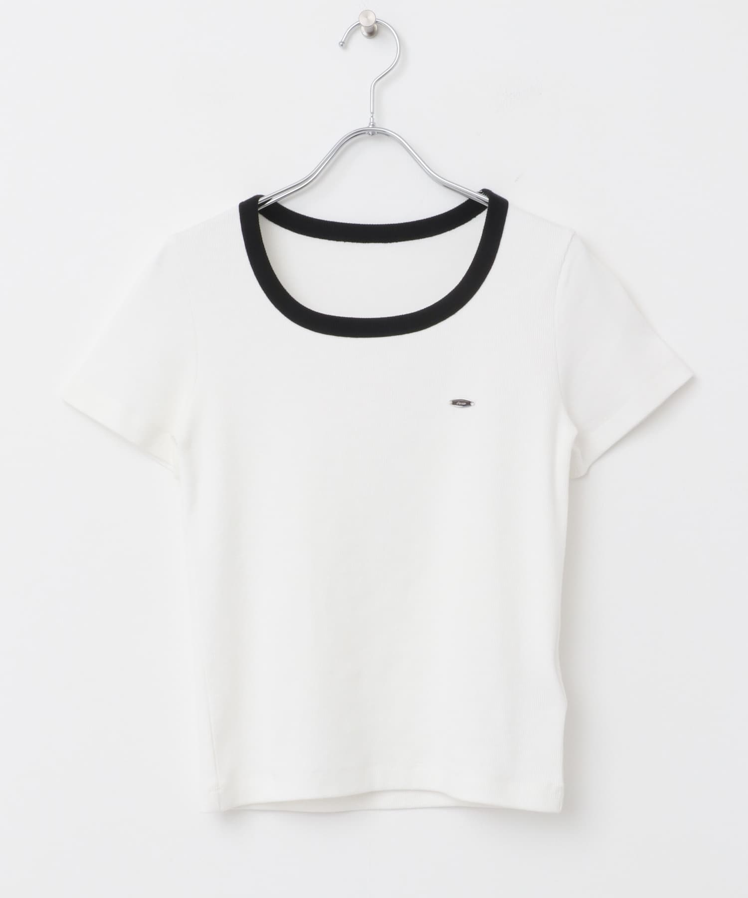『一部WEB限定カラー』ラウンドネックリブTシャツ(半袖) WH×BK one