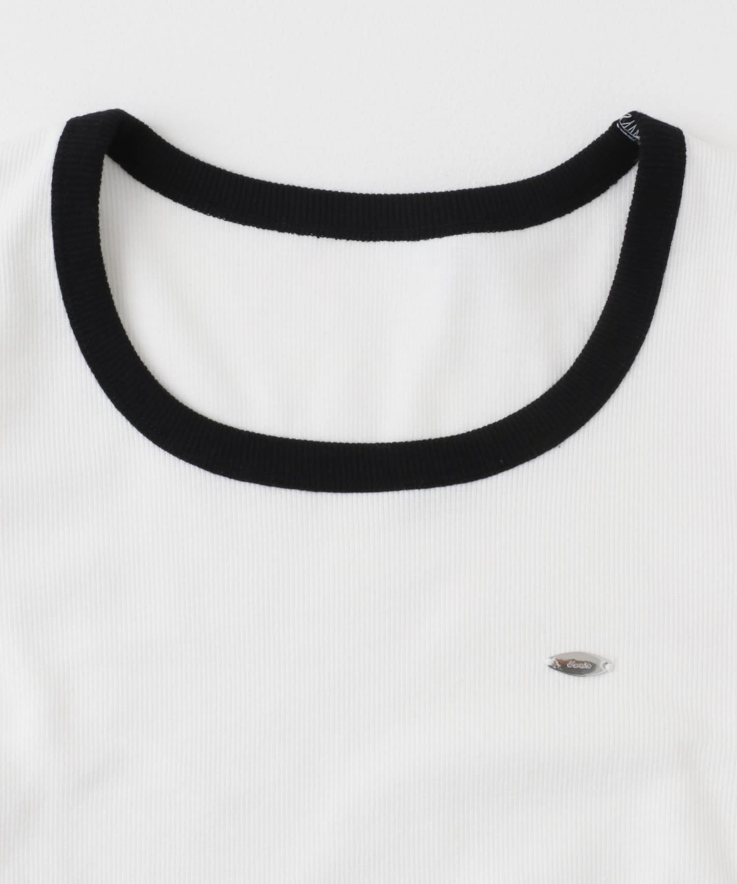『一部WEB限定カラー』ラウンドネックリブTシャツ(半袖) WH×BK one