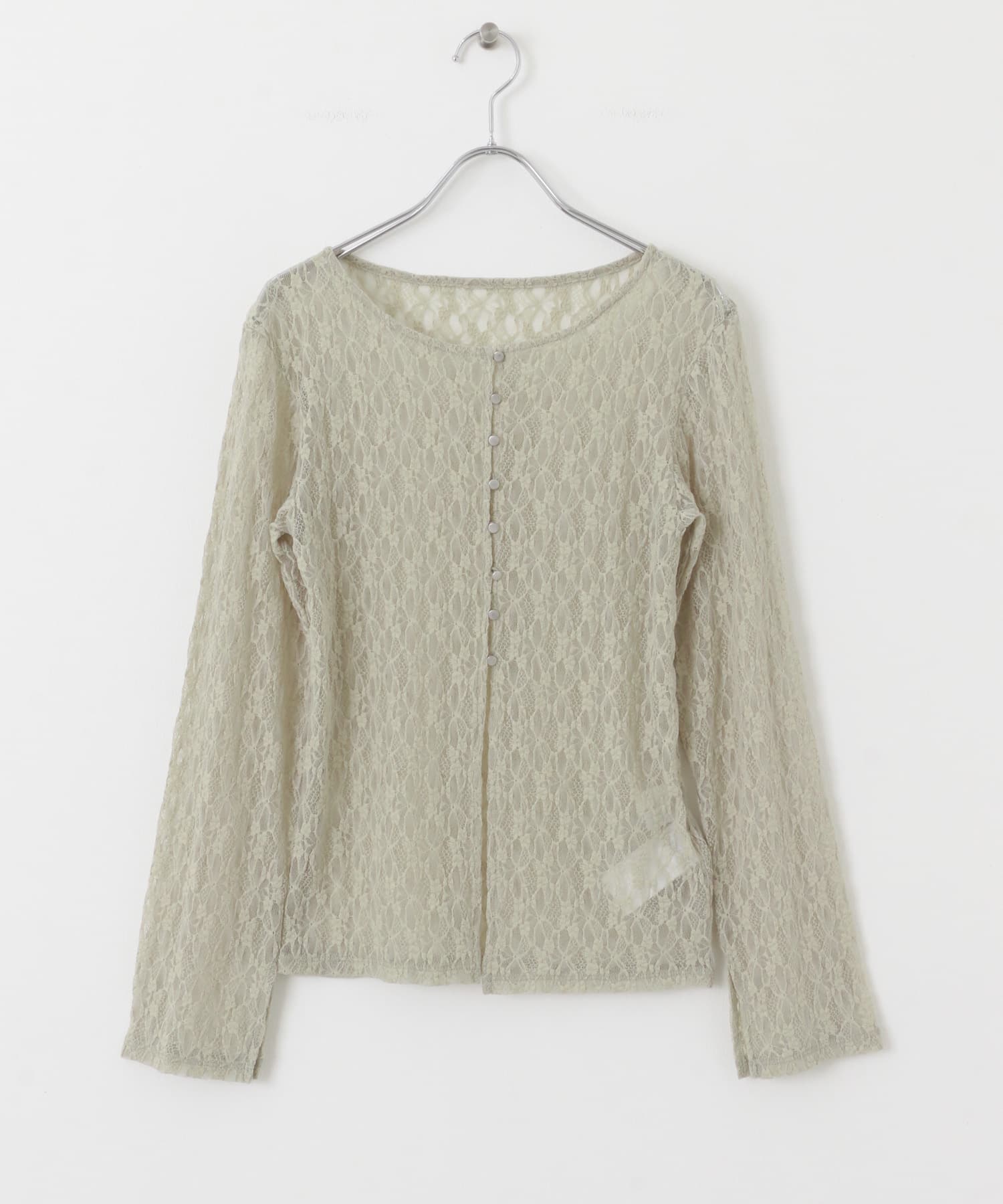 ボートネックレースカーディガン BEIGE one