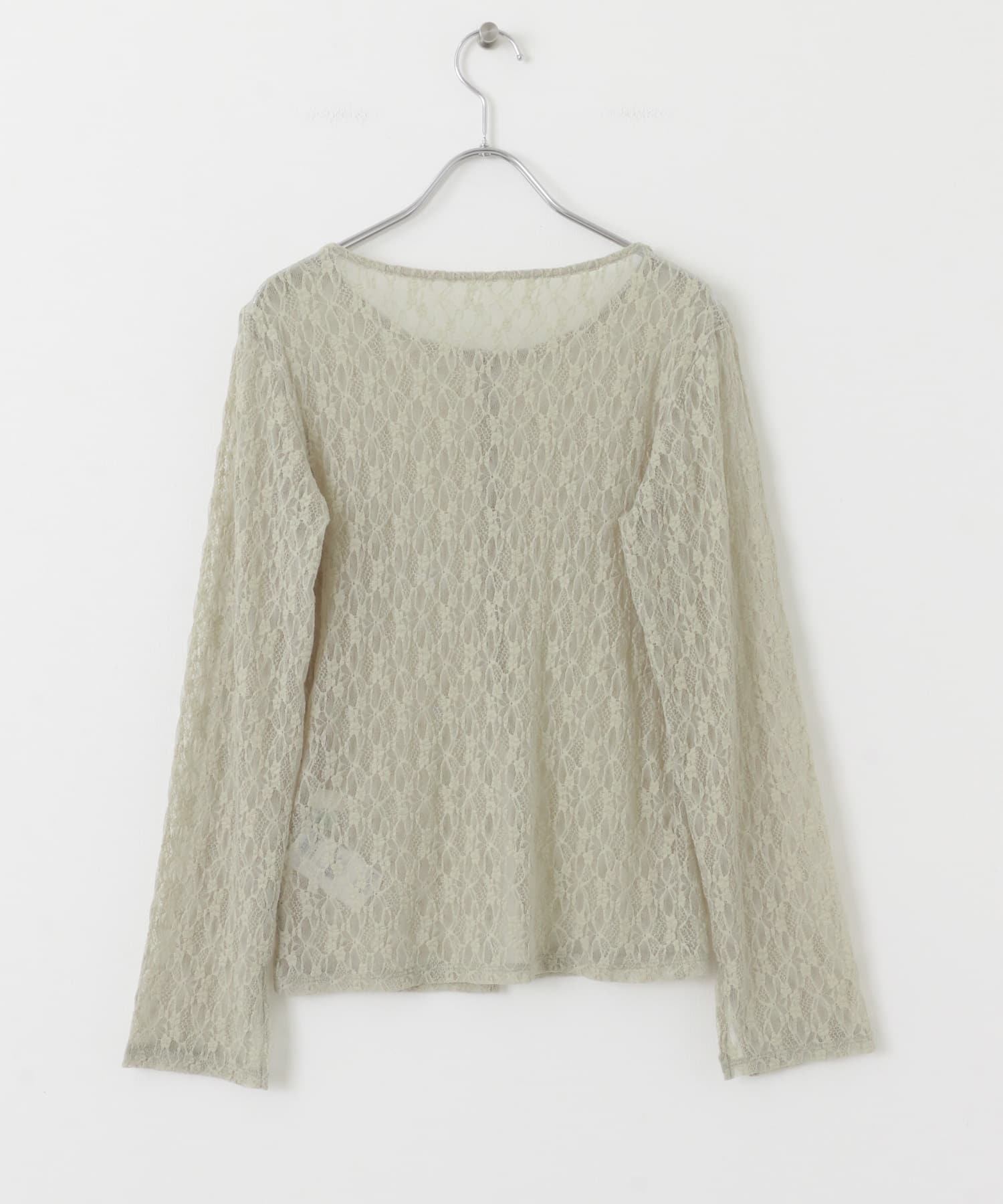 ボートネックレースカーディガン BEIGE one