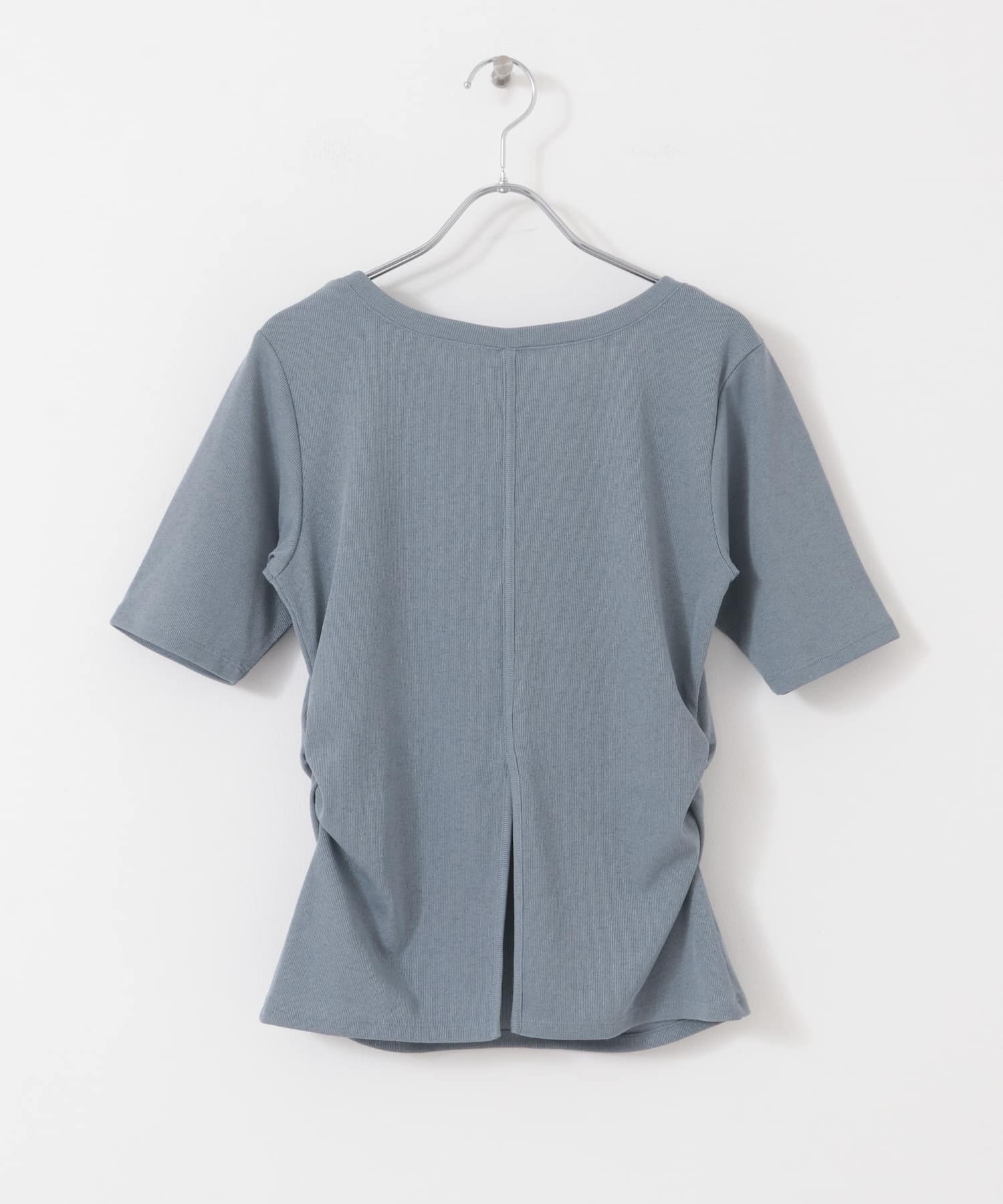 2WAYウエストギャザーリブトップ L.BLUE one