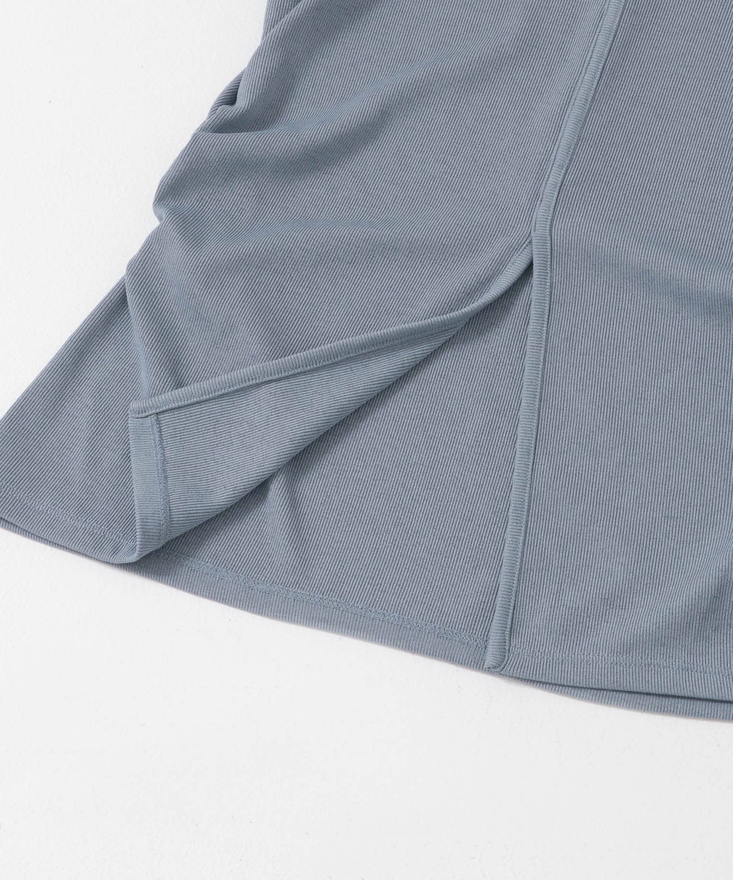 2WAYウエストギャザーリブトップ L.BLUE one