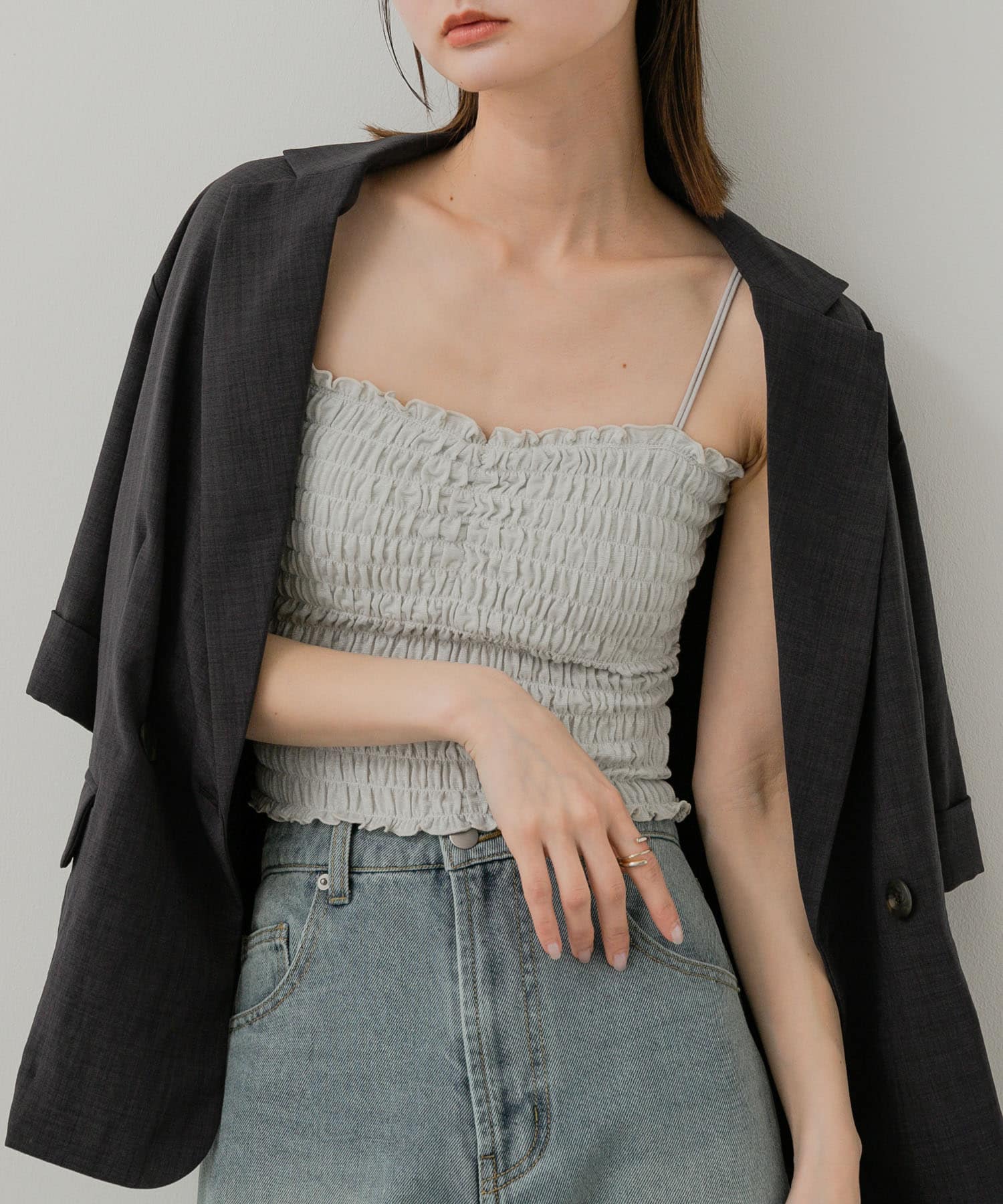 ラメシャーリングカップツキキャミソール