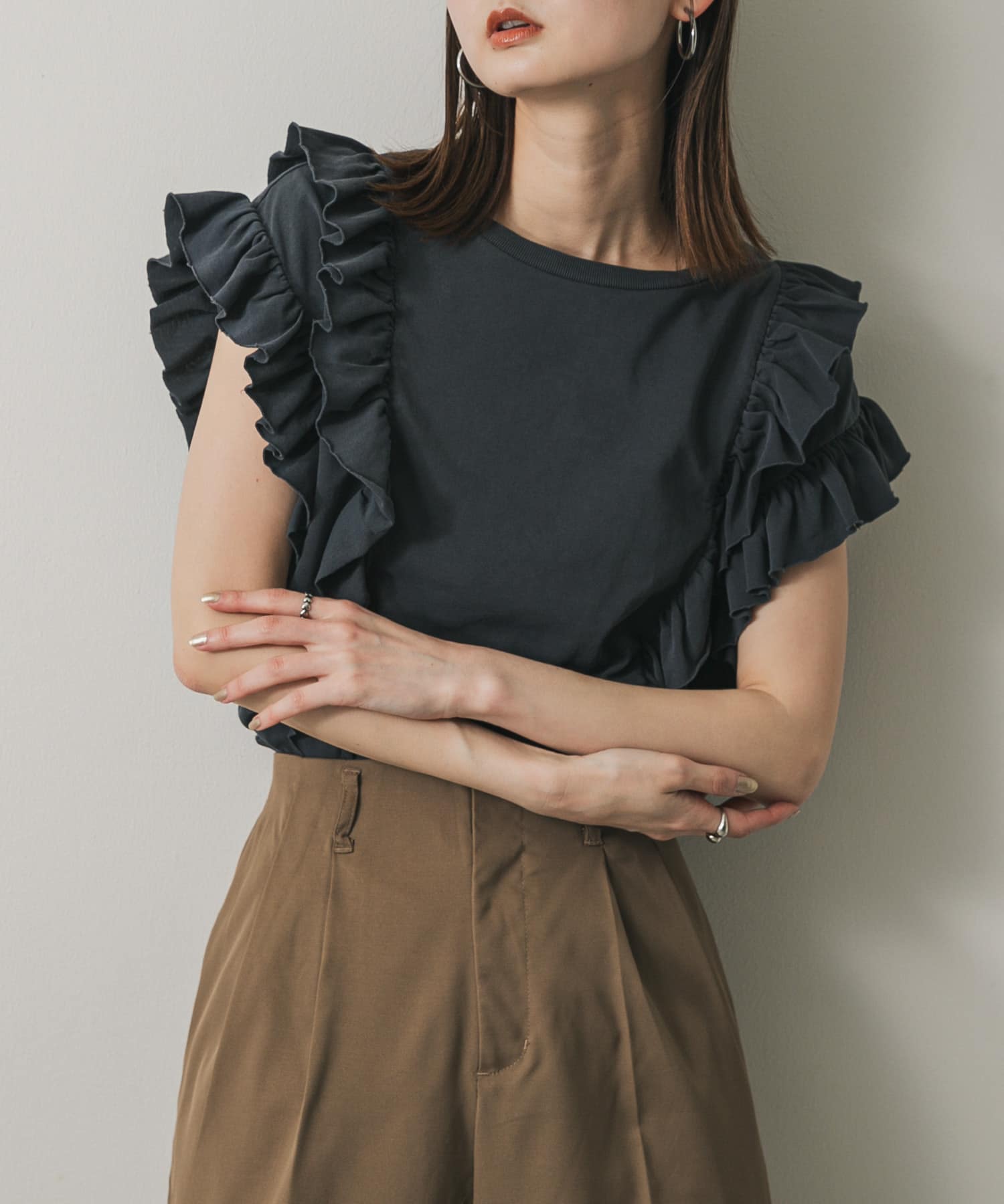 ギャザーフリルトップ