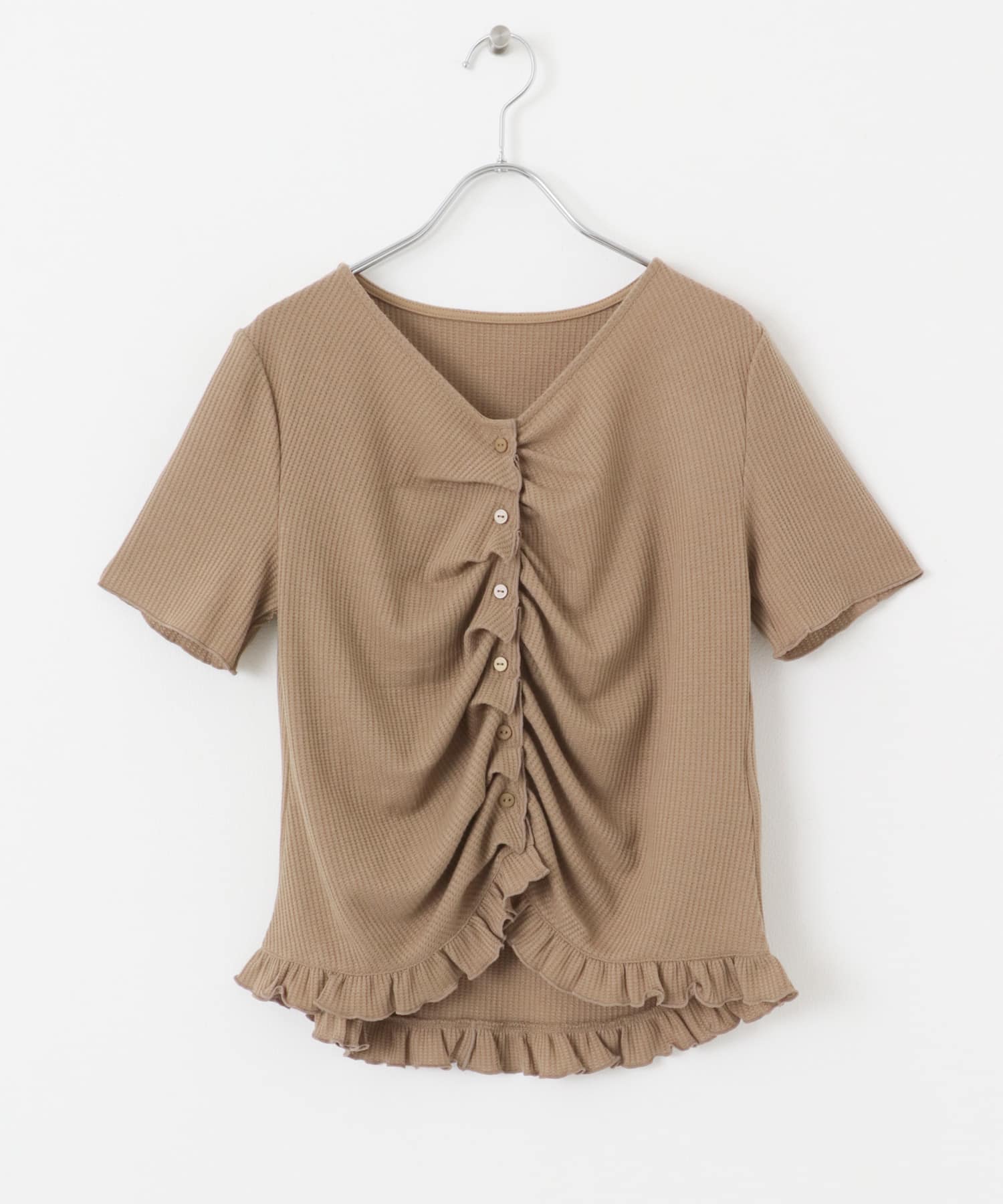 フロントタックフリルトップ BEIGE one