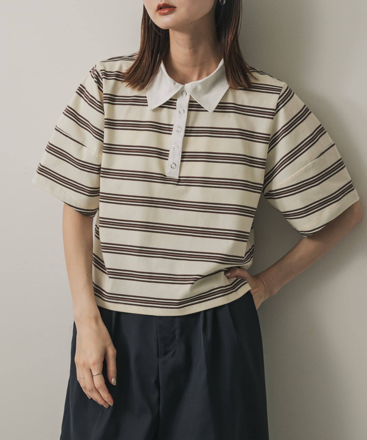 マルチボーダーカットポロシャツ