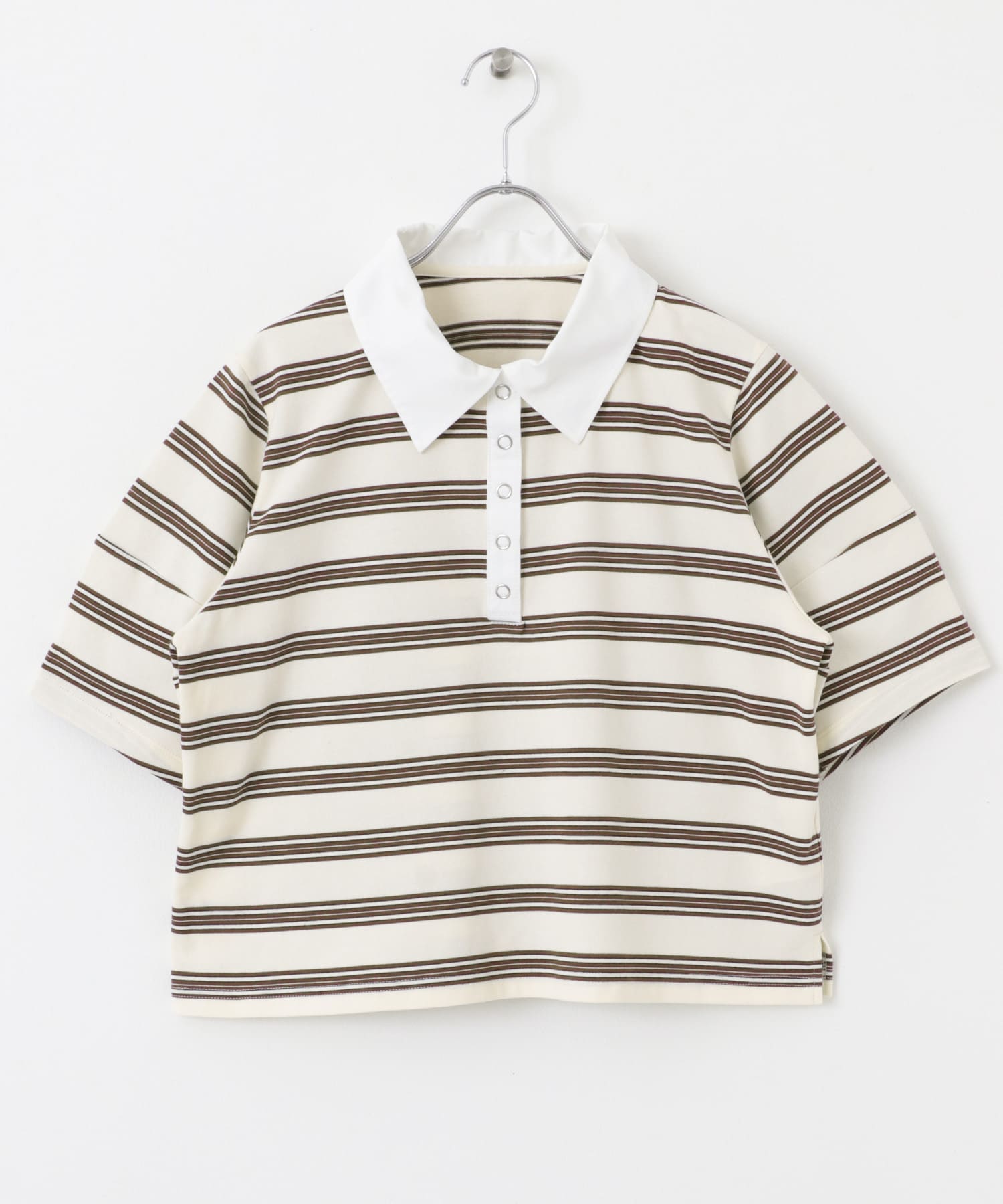 マルチボーダーカットポロシャツ WHITE one