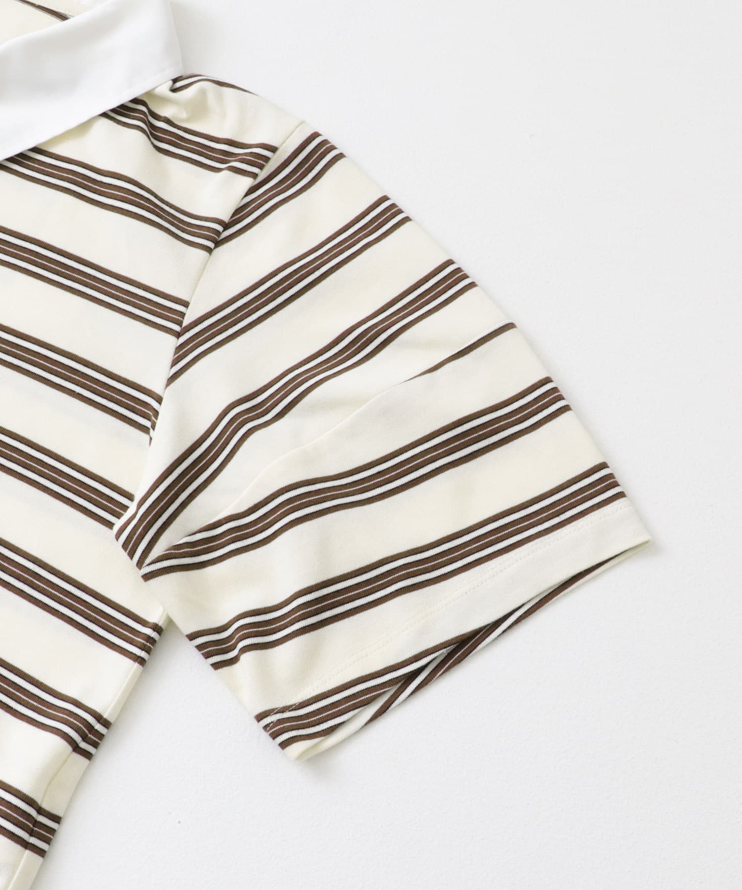 マルチボーダーカットポロシャツ WHITE one
