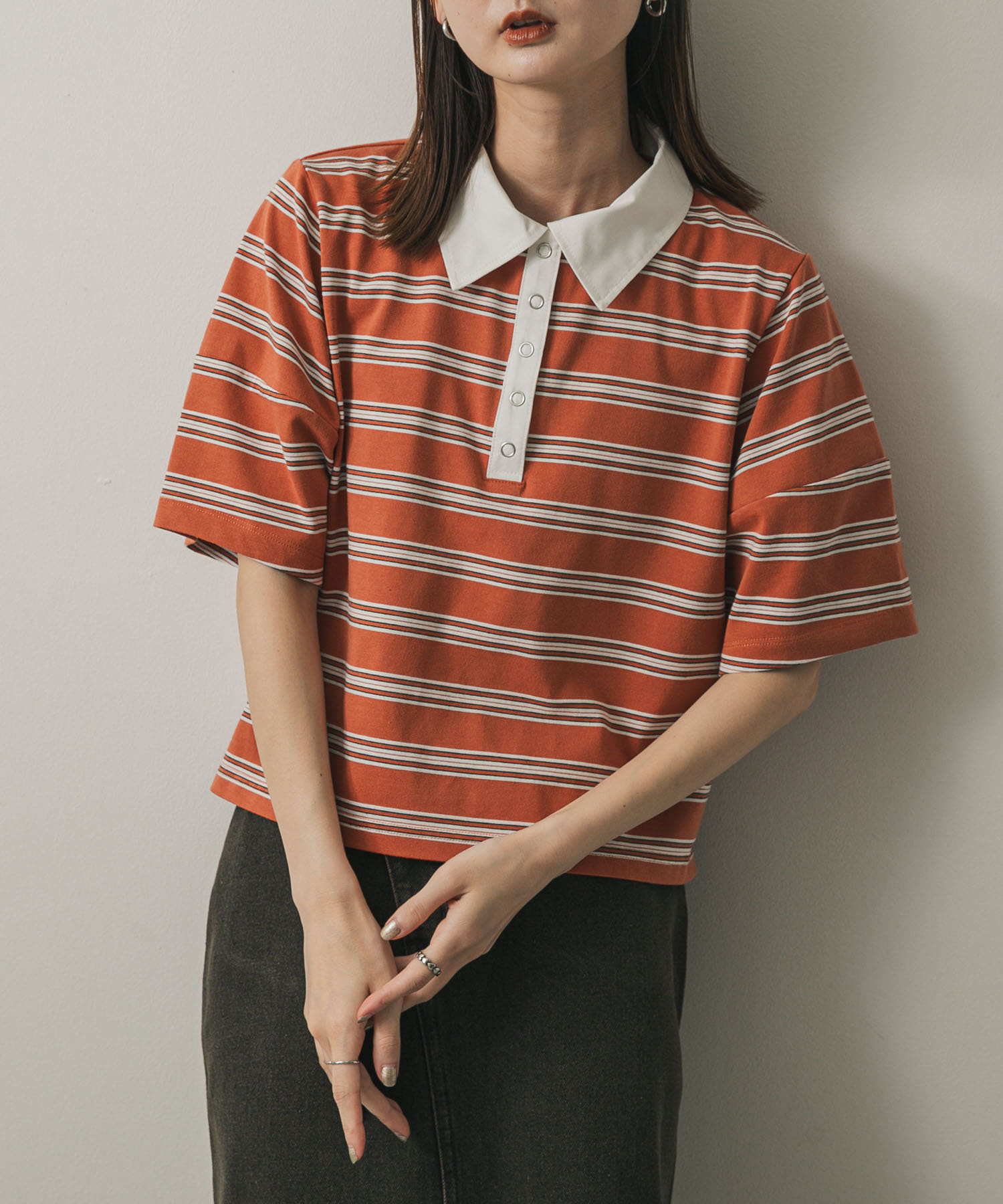 マルチボーダーカットポロシャツ