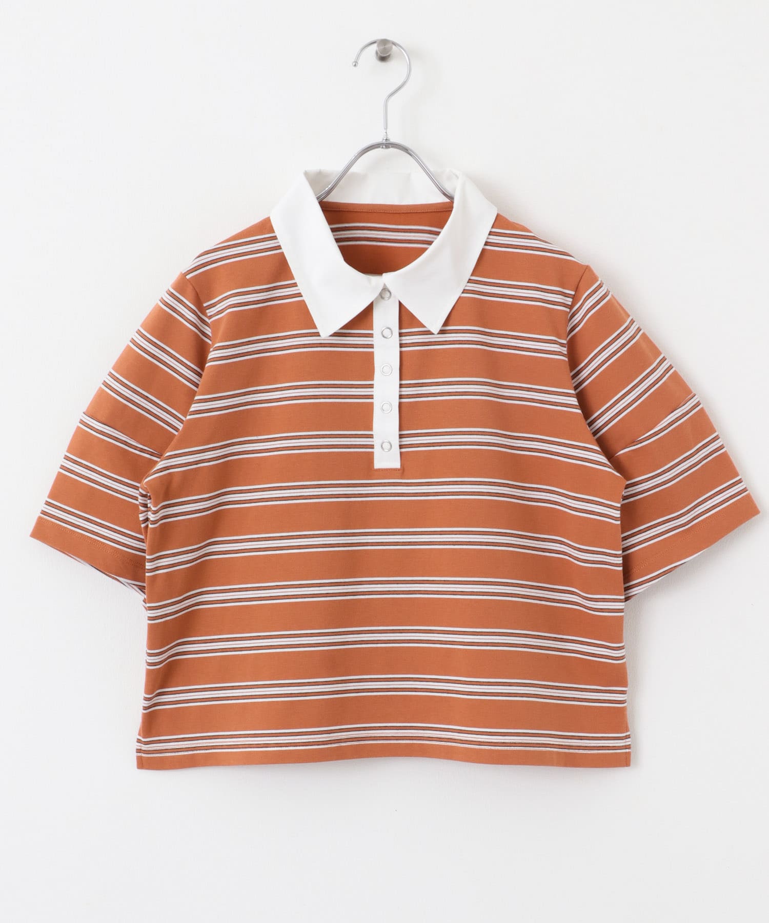 マルチボーダーカットポロシャツ ORANGE one