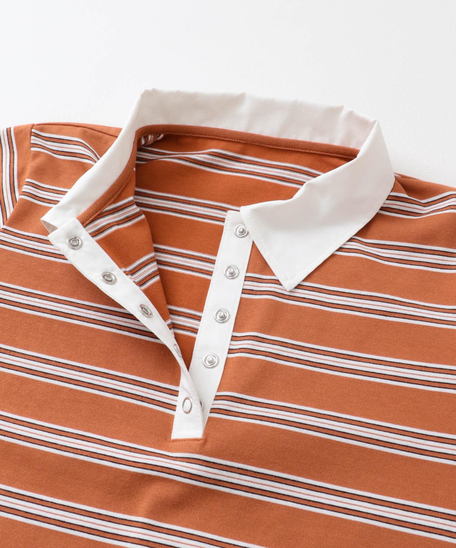 マルチボーダーカットポロシャツ ORANGE one