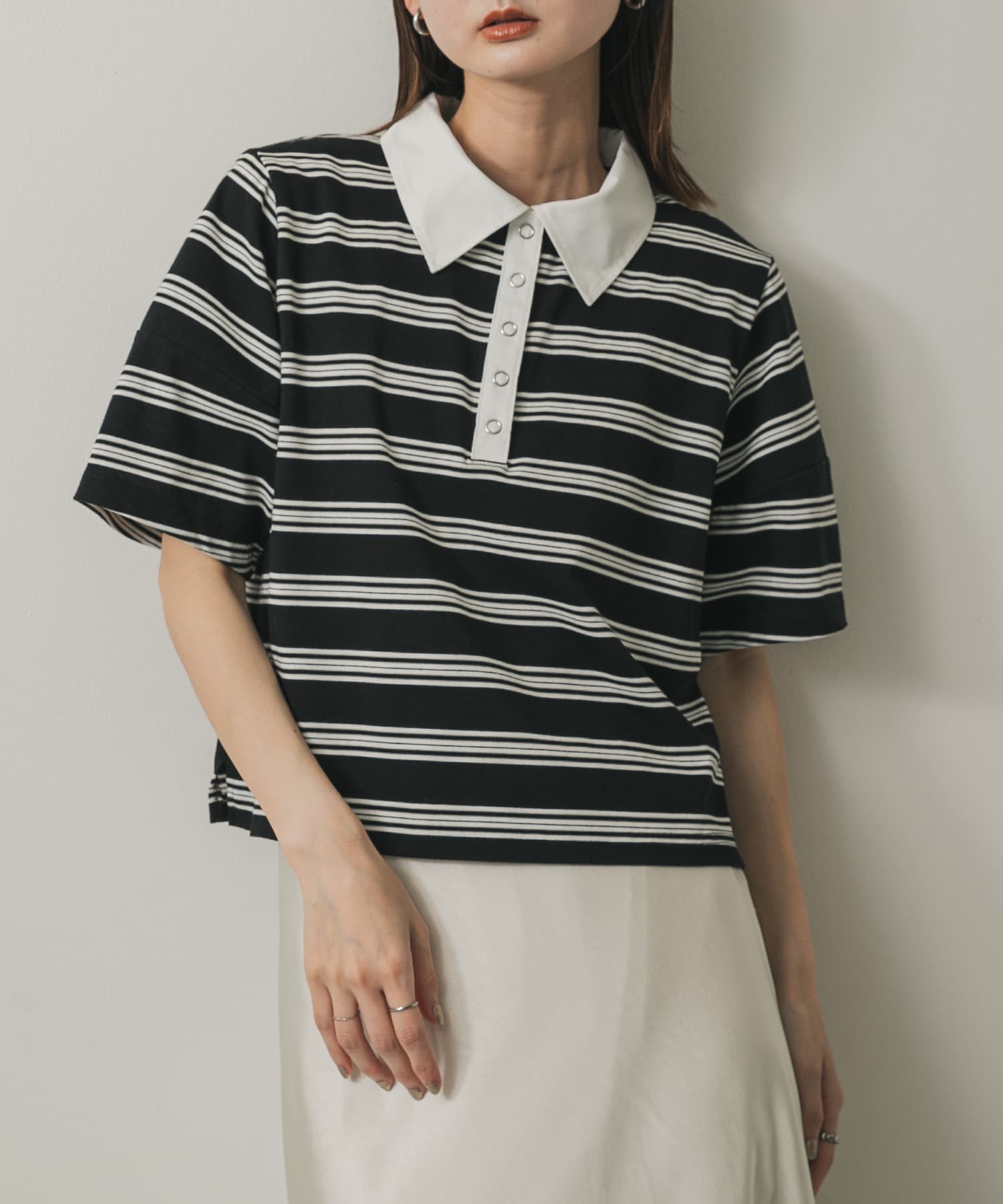 マルチボーダーカットポロシャツ