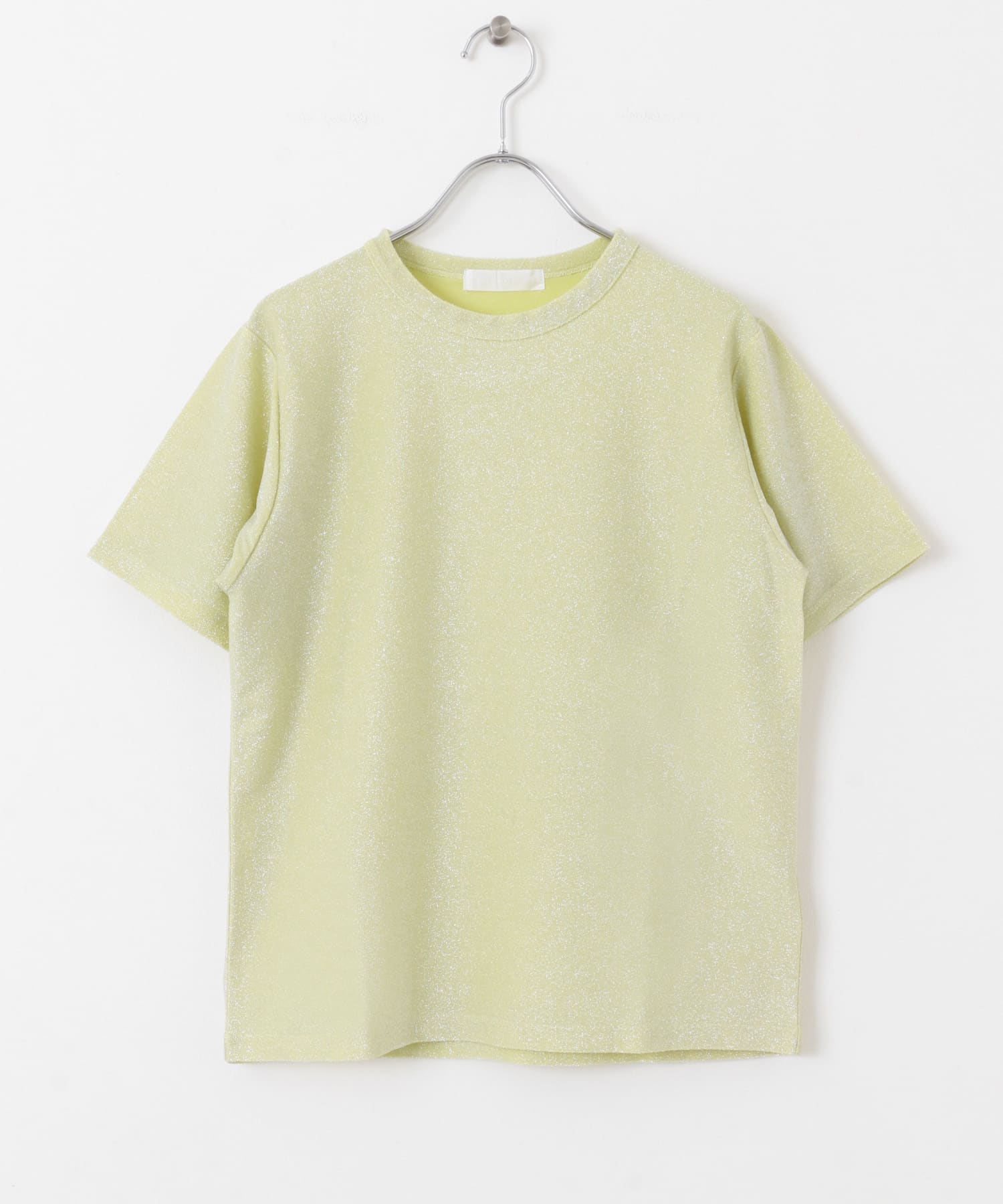 クルーネックラメTシャツ(半袖) BEIGE one