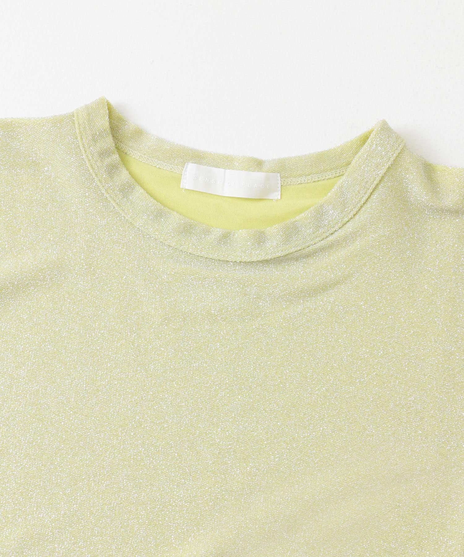 クルーネックラメTシャツ(半袖) BEIGE one