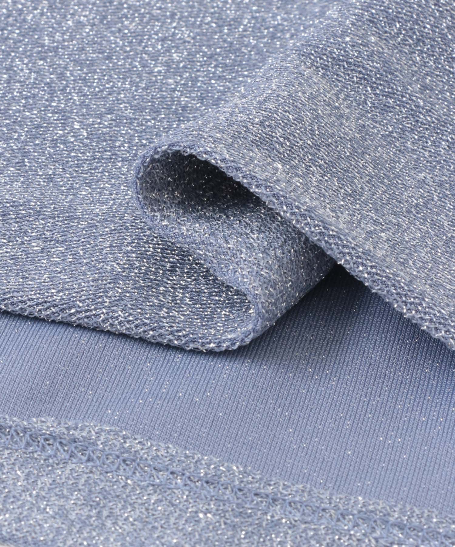 クルーネックラメTシャツ(半袖) L.BLUE one