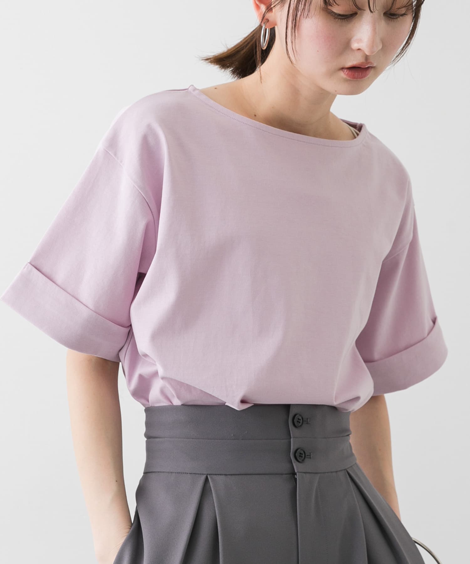 『UR TECH』ロールスリーブTシャツ(半袖) PINK one