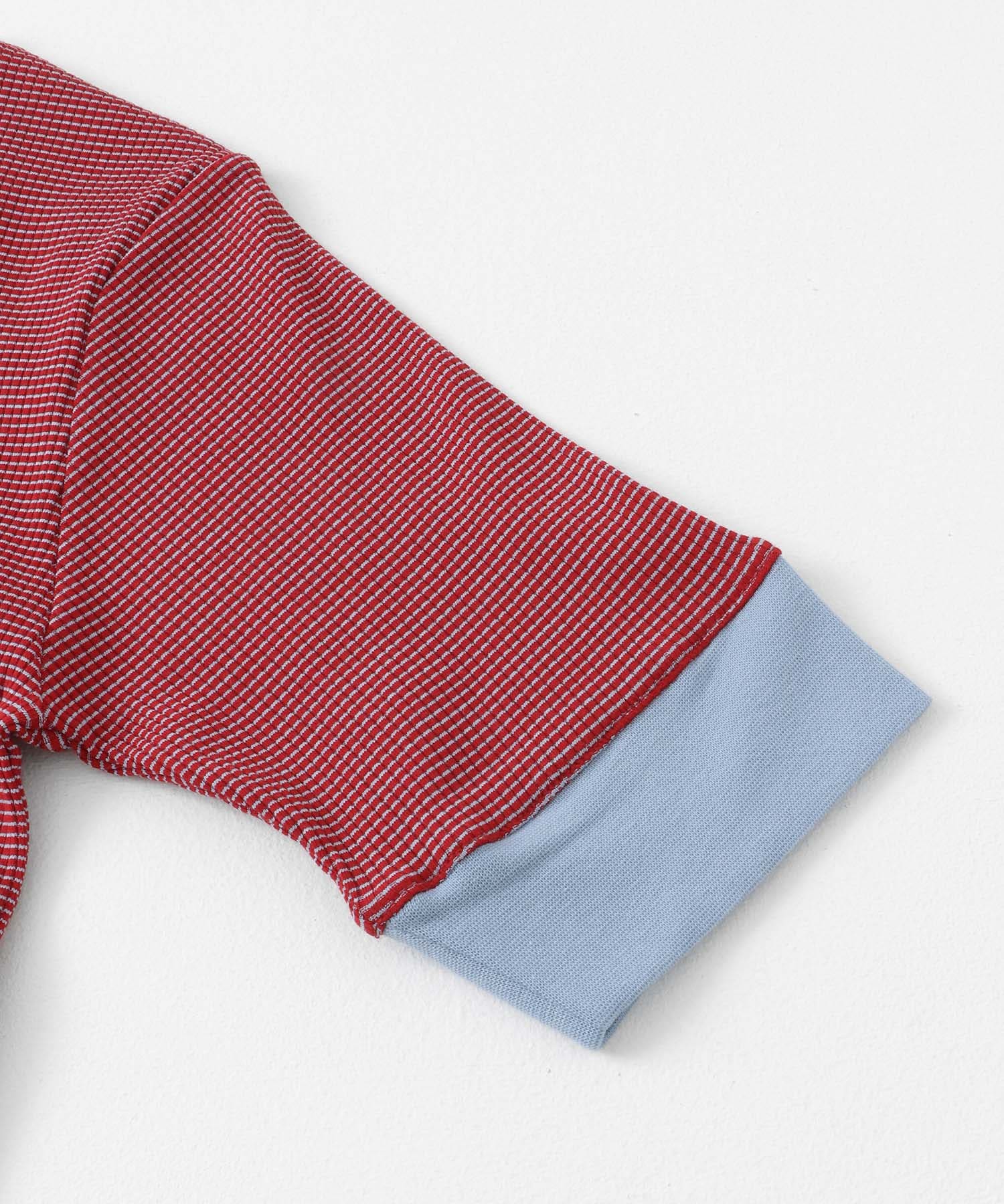 『一部WEB限定カラー』クルーネックリンガーボーダーTシャツ(5分袖) RED×BLU one