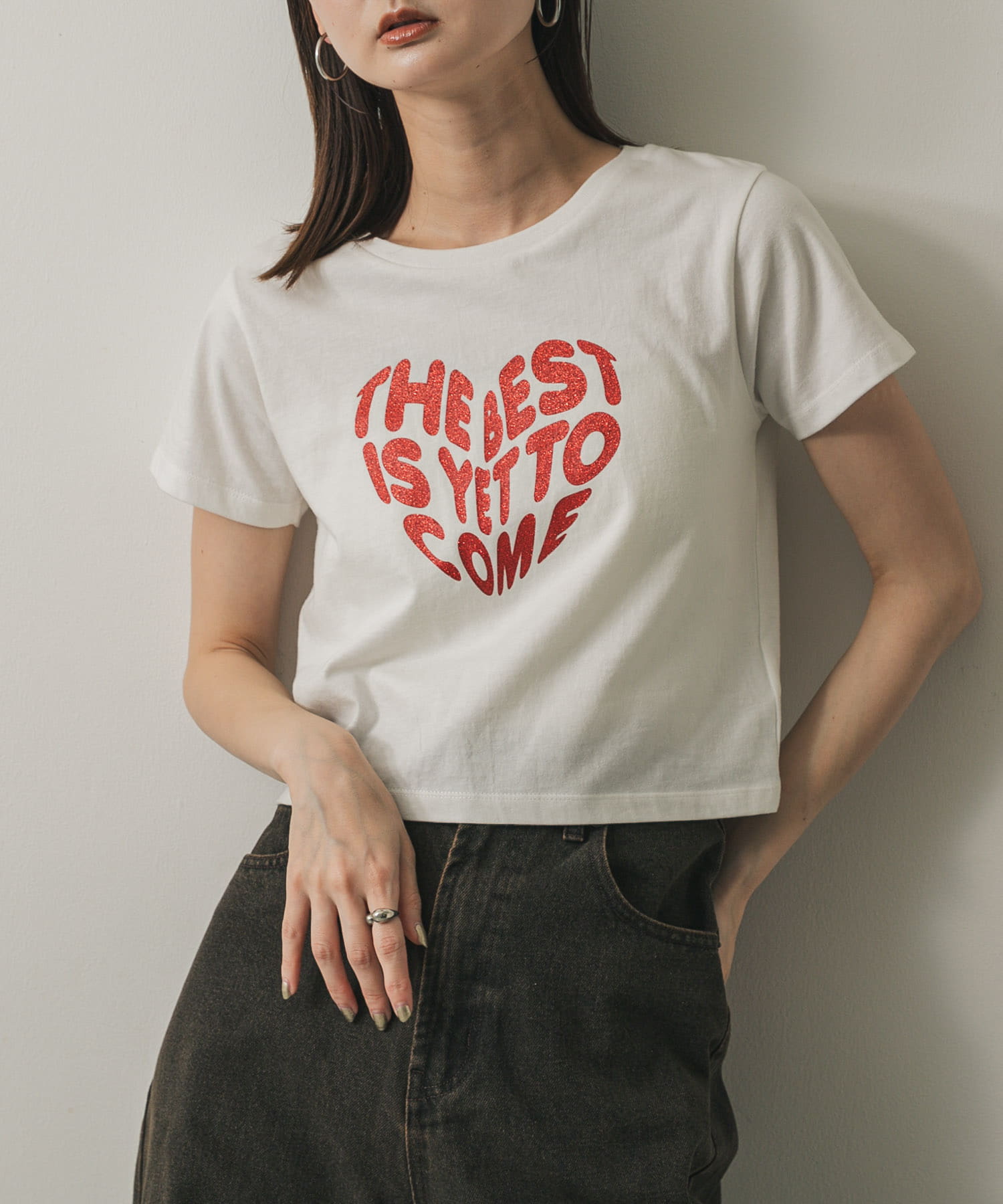 クロップドグラフィックTシャツ(半袖)