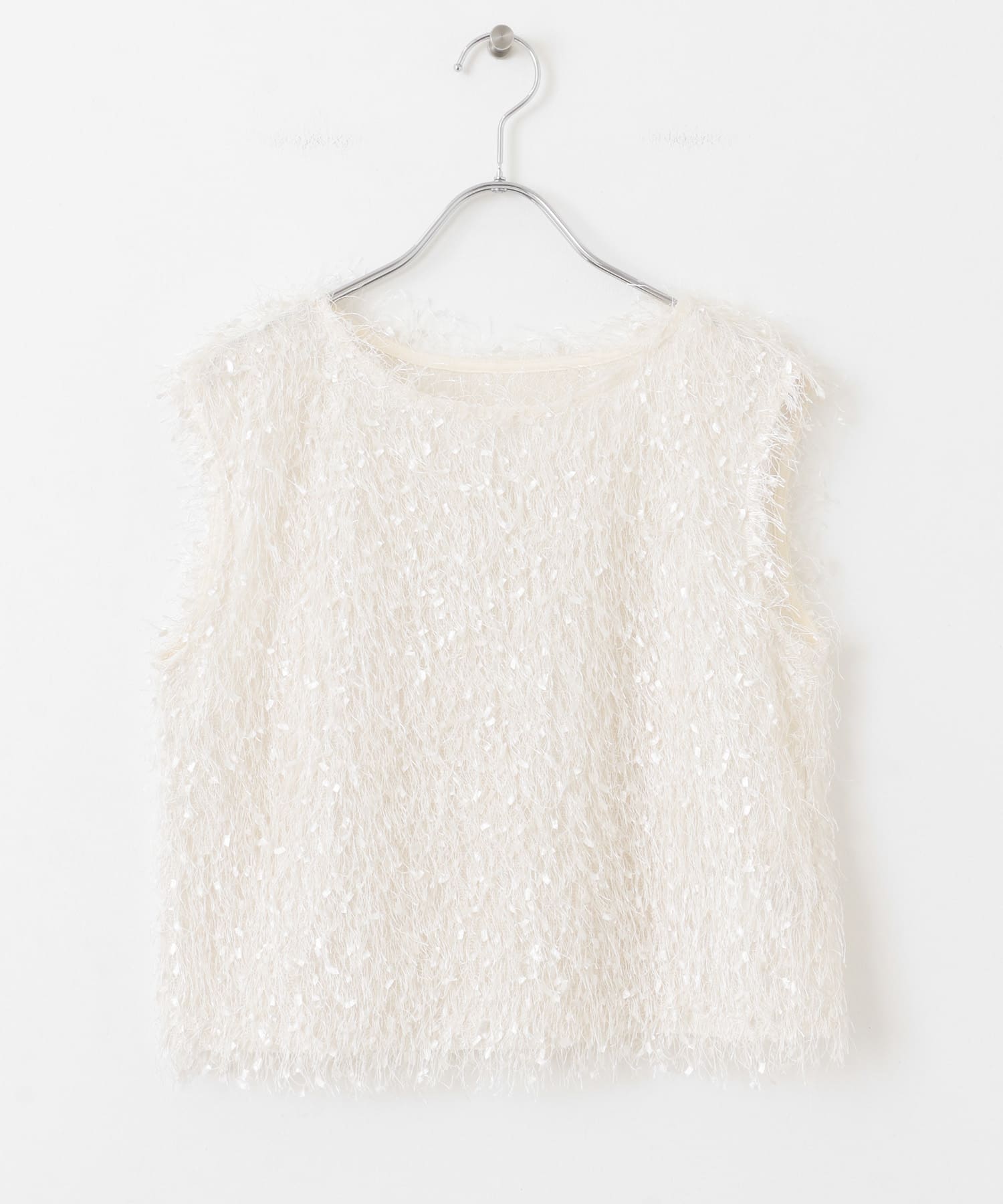 フリンジテープノースリーブトップ OFF WHITE one