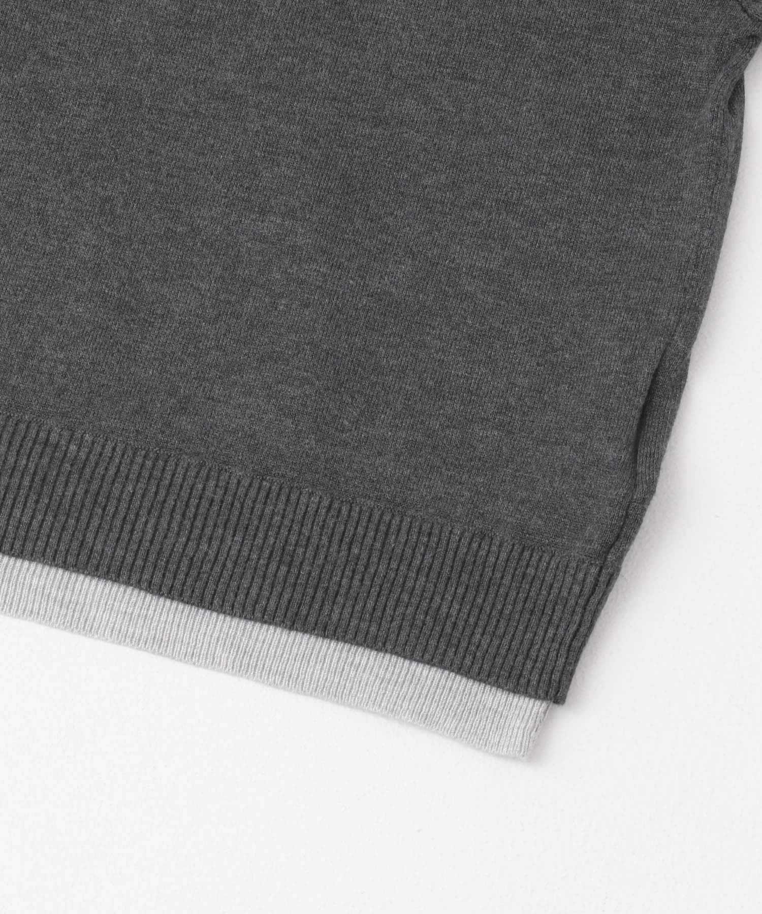 ハイショクレイヤードニットポロシャツ CHARCOAL one