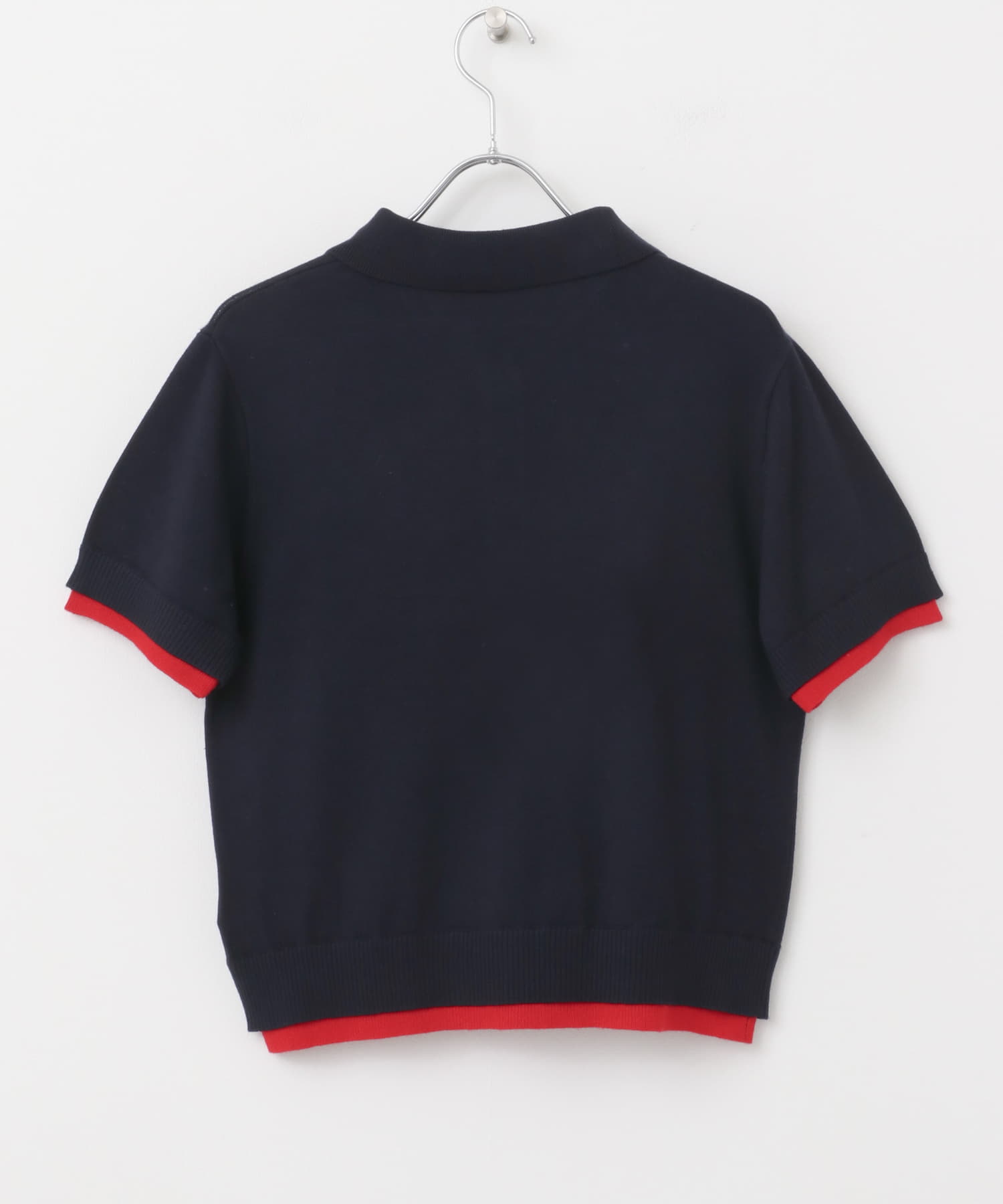 ハイショクレイヤードニットポロシャツ NAVY one